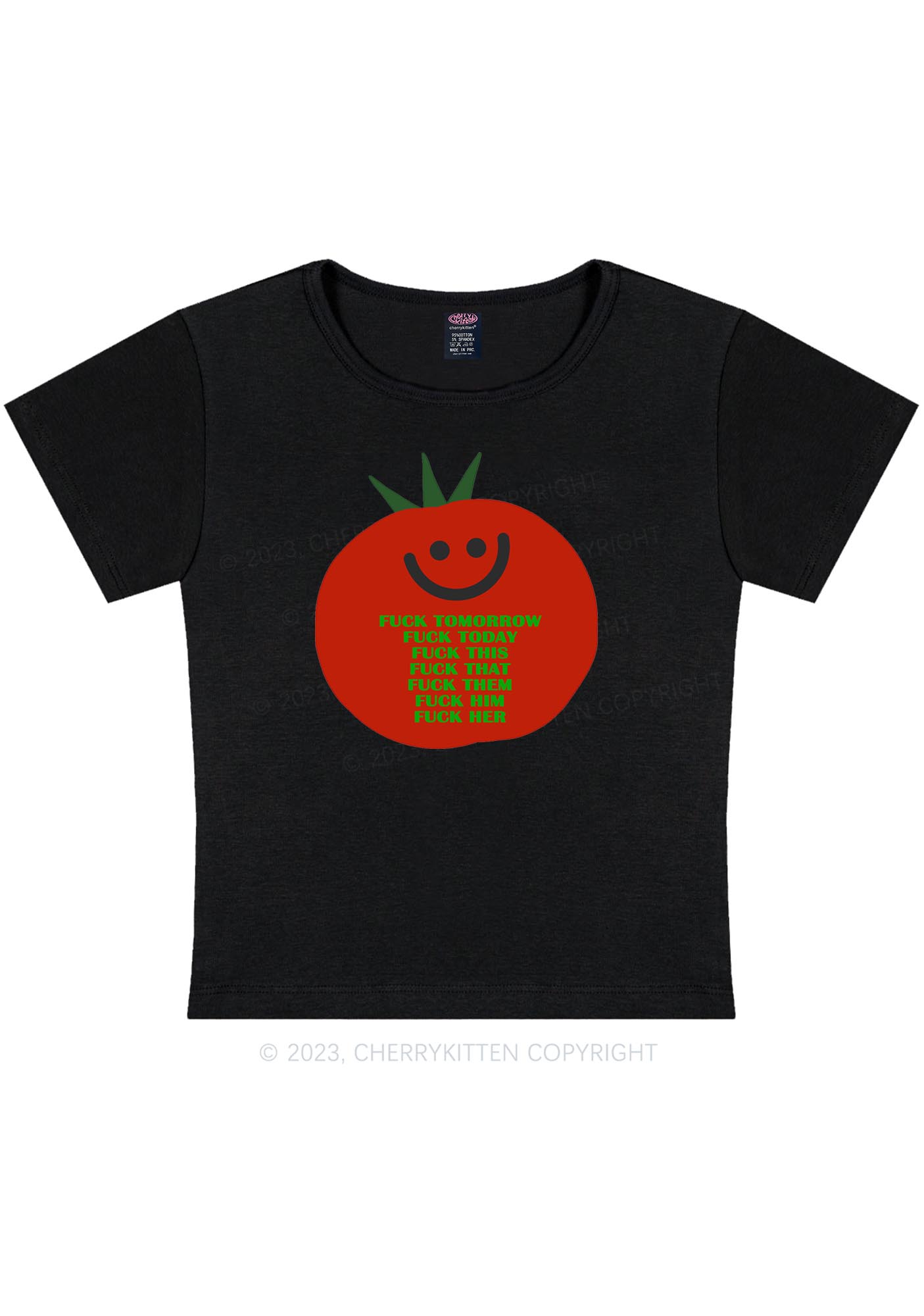 Curvy Fxxk Tomorrow Y2K Baby Tee Cherrykitten