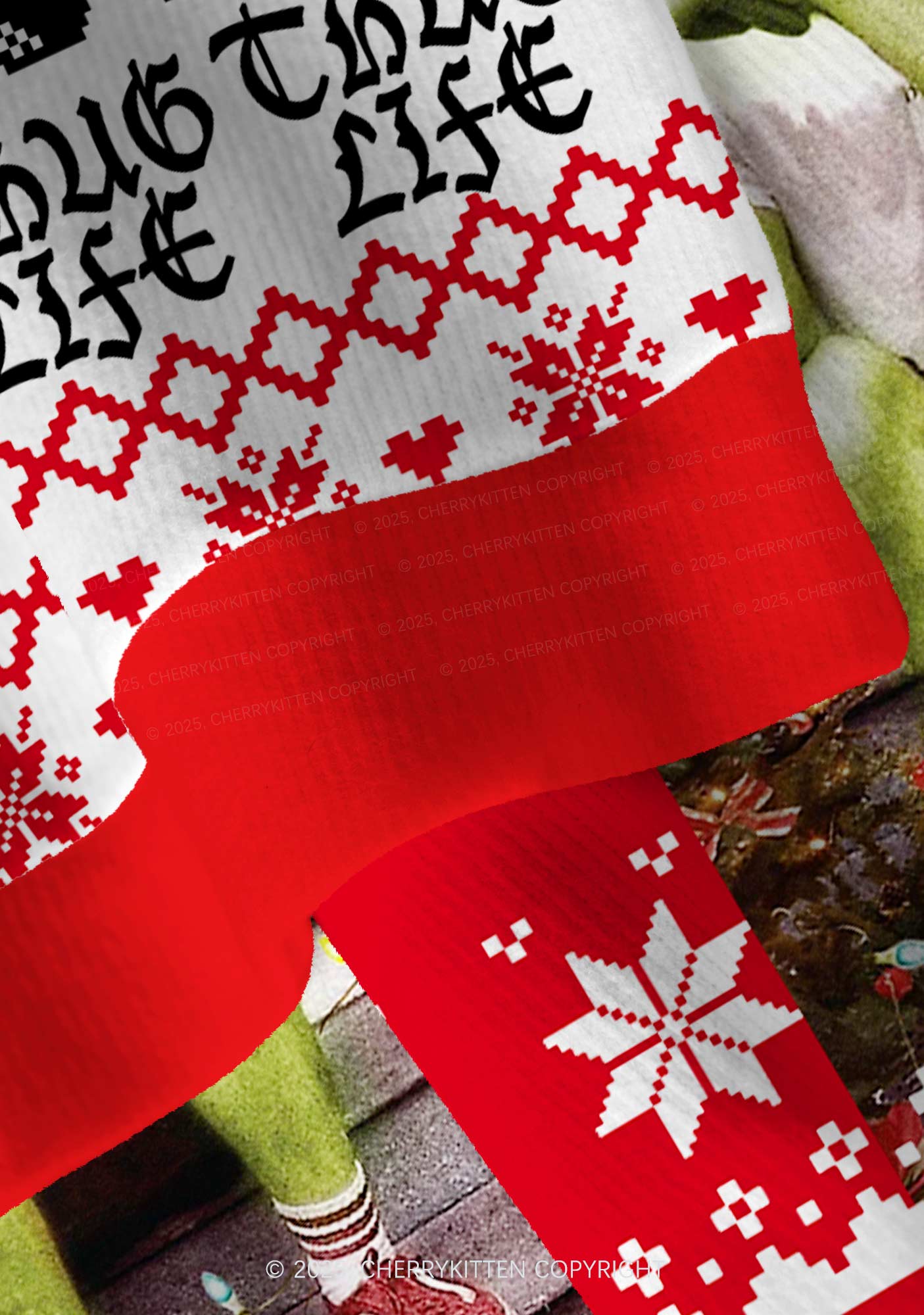 Thug Life Y2K Christmas Cardigan Knit Sweatshirt Cherrykitten