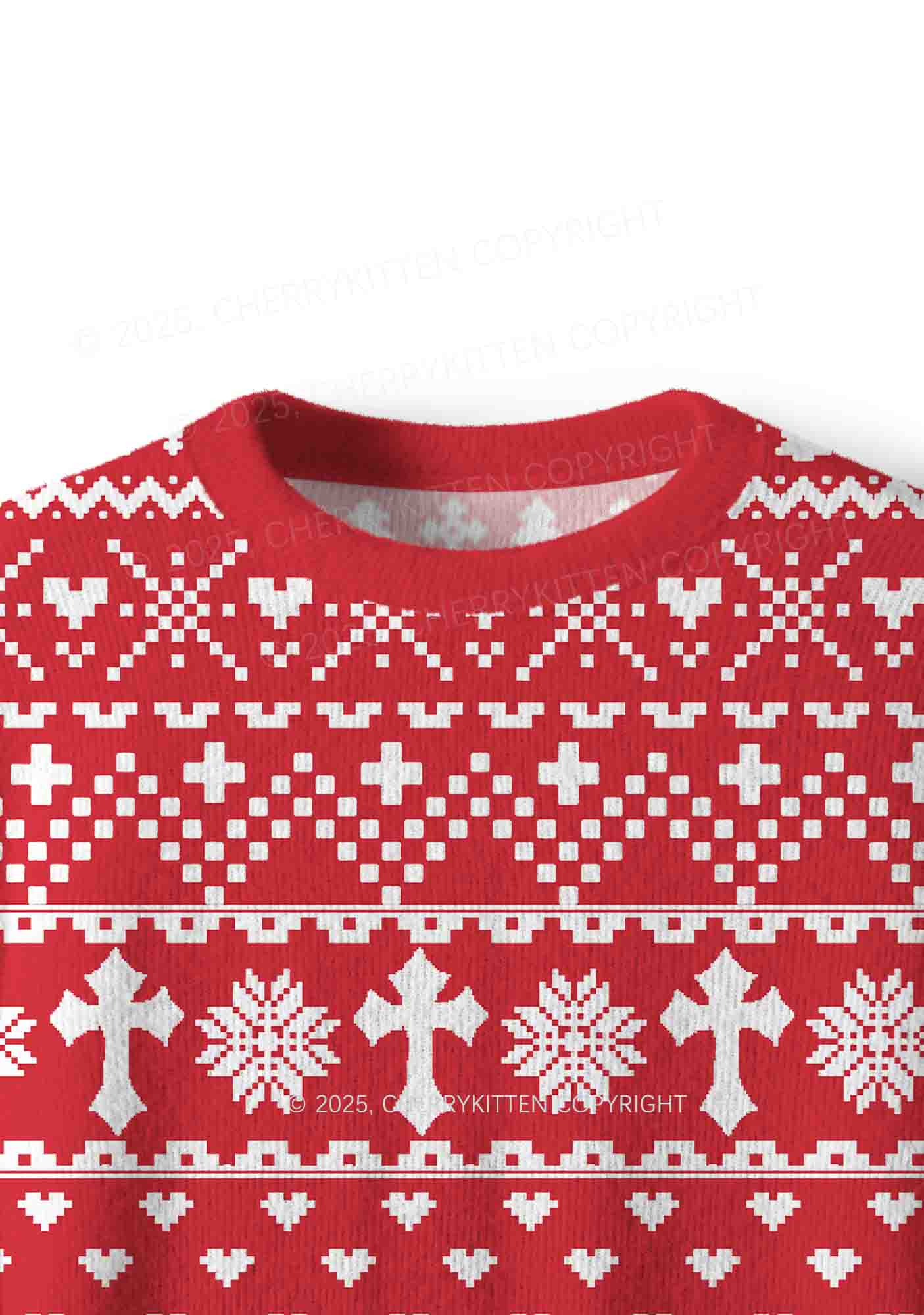 Red Cxxt Y2K Christmas Knit Sweatshirt Cherrykitten