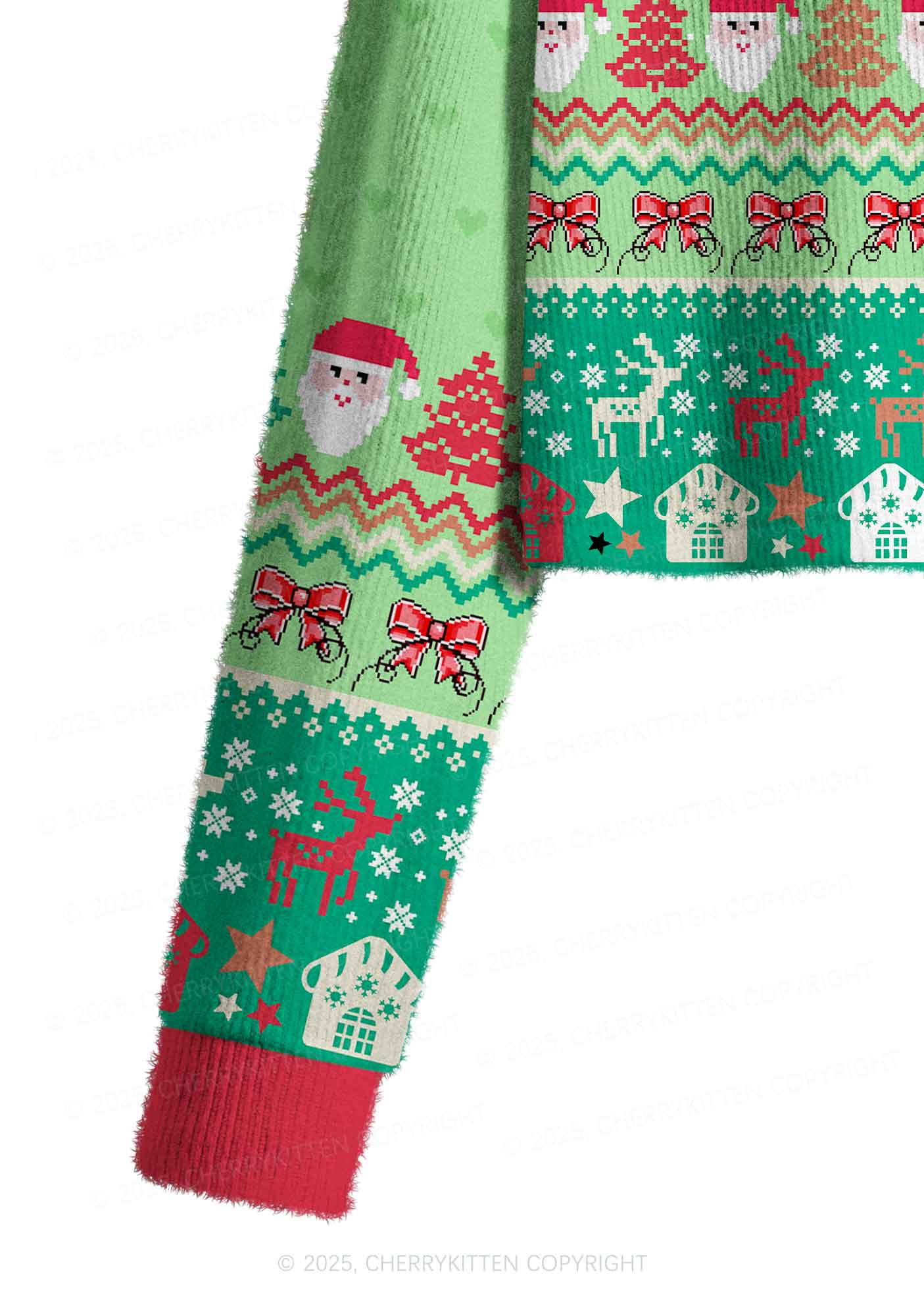 Santas Favorite Ho Y2K Christmas Crop Knit Sweatshirt Cherrykitten