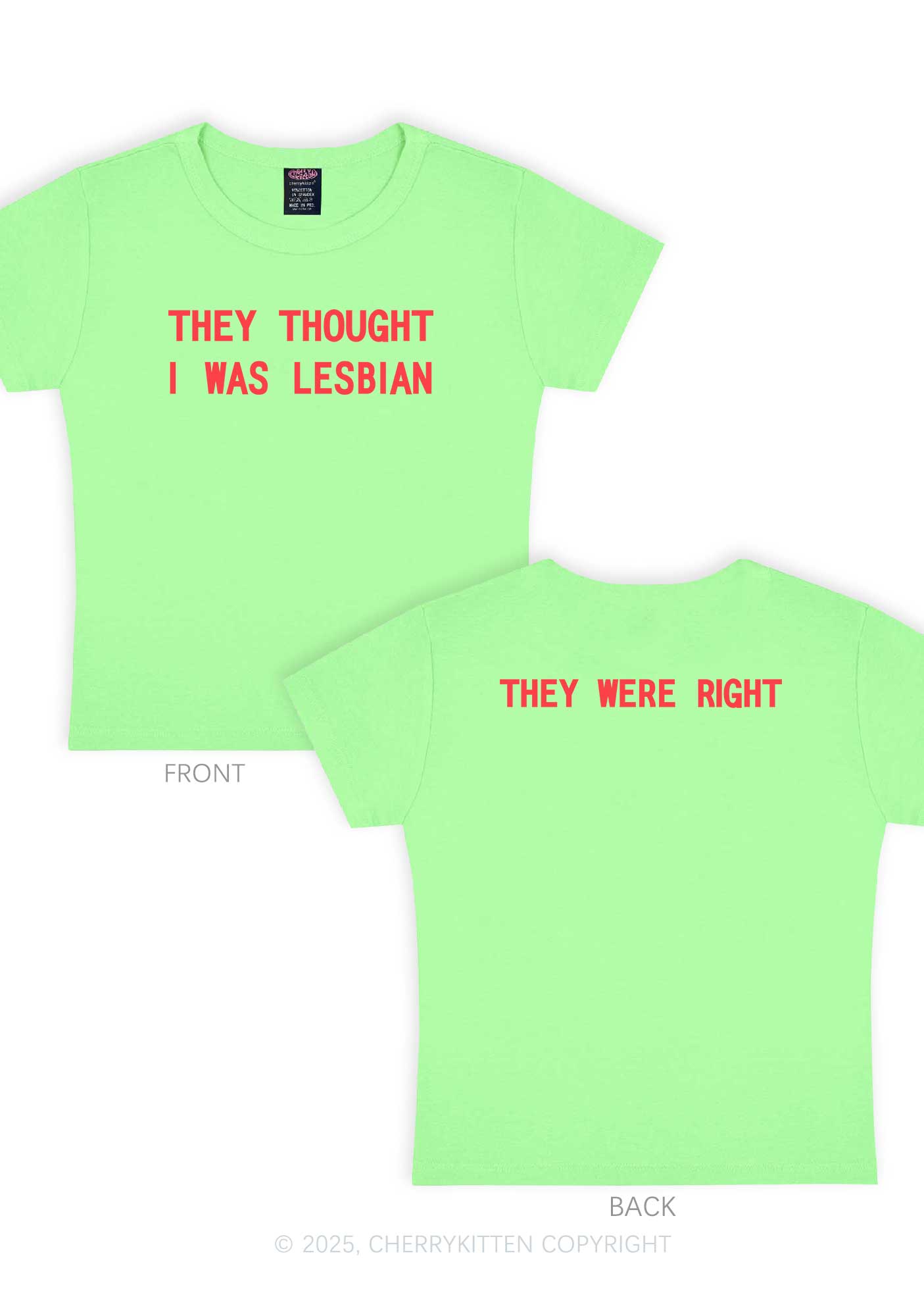 I Was Lesbian Two Sides Pride Y2K Baby Tee Cherrykitten