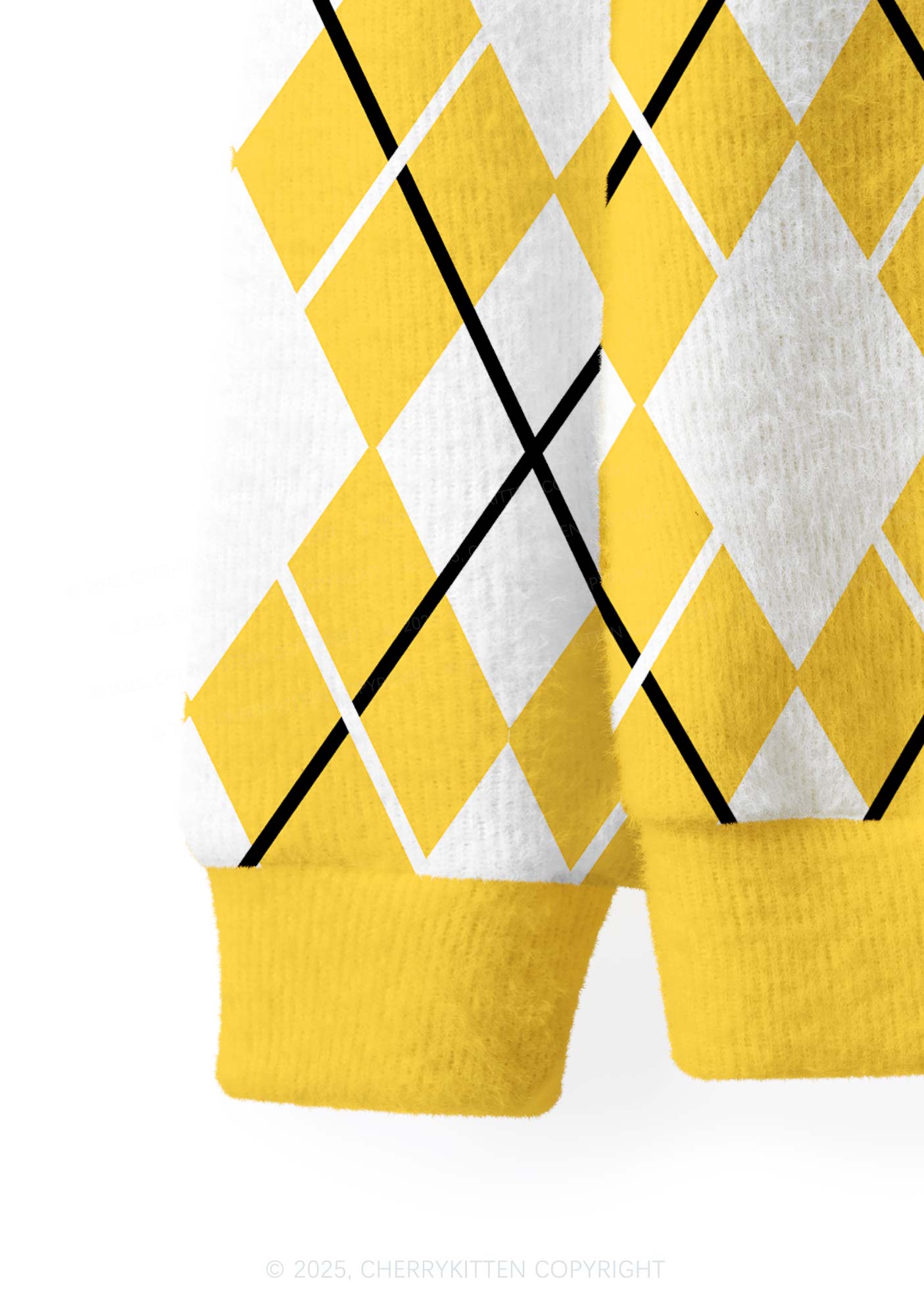 Yellow Cats Friend Y2K Christmas Cardigan Knit Sweatshirt Cherrykitten