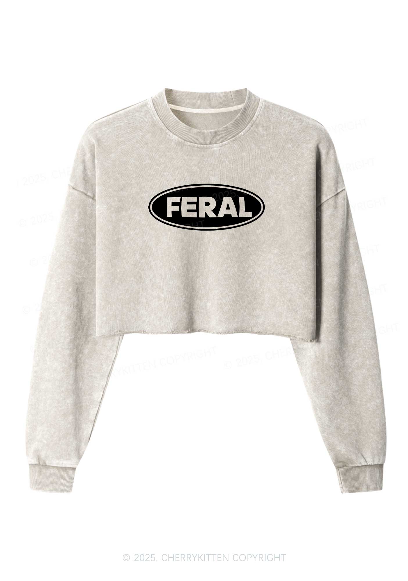 Feral Y2K Crop Washed Sweatshirts Cherrykitten