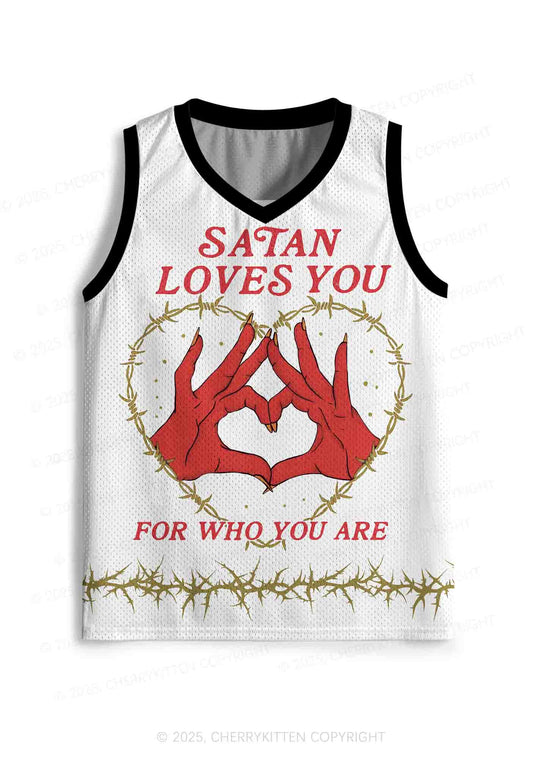 Halloween Custom White Satan Heart Y2K Sport Jersey Tank Cherrykitten