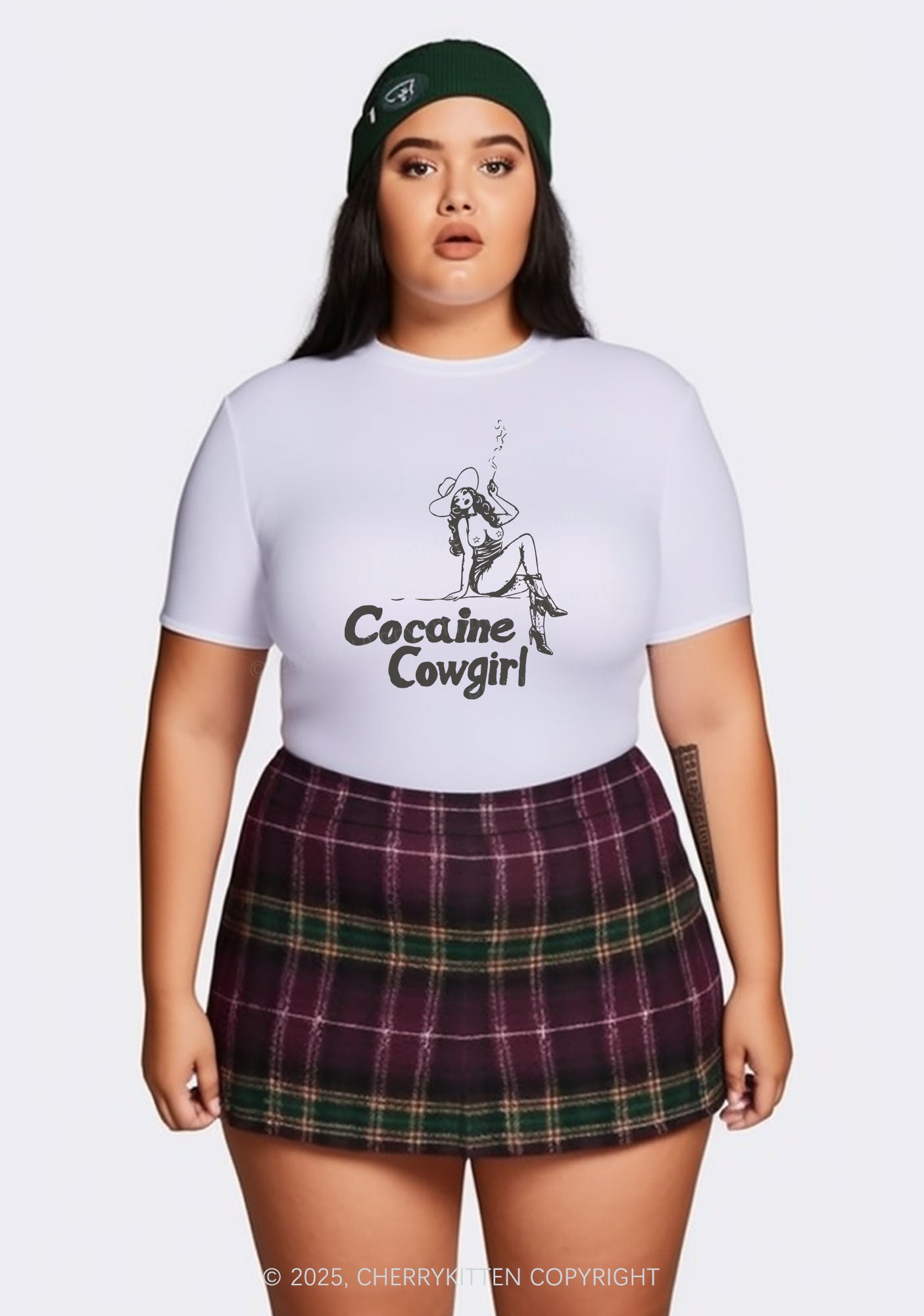 Curvy Cola Cowgirl Y2K Baby Tee Cherrykitten