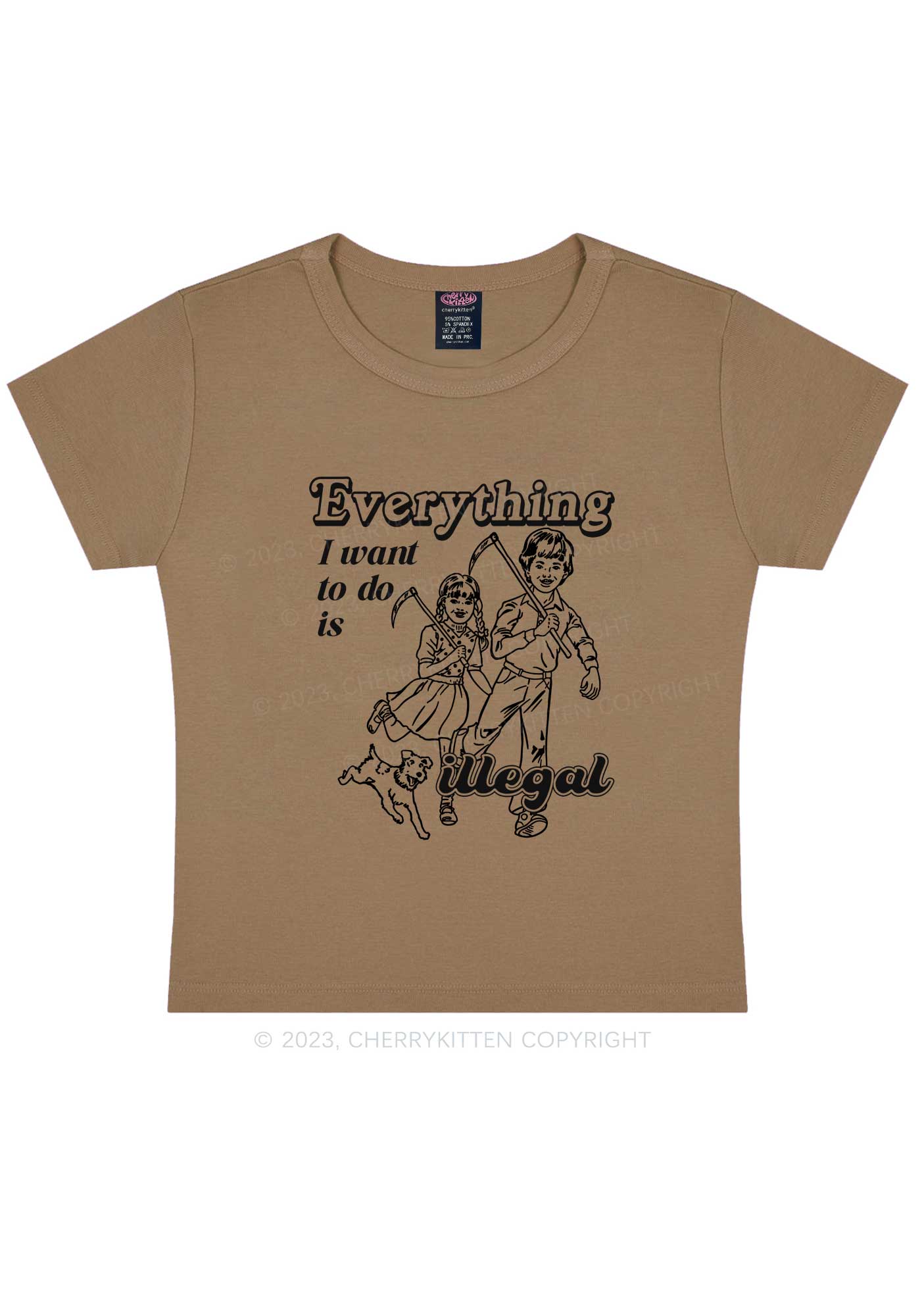 Everything Is Illegal Y2K Baby Tee Cherrykitten
