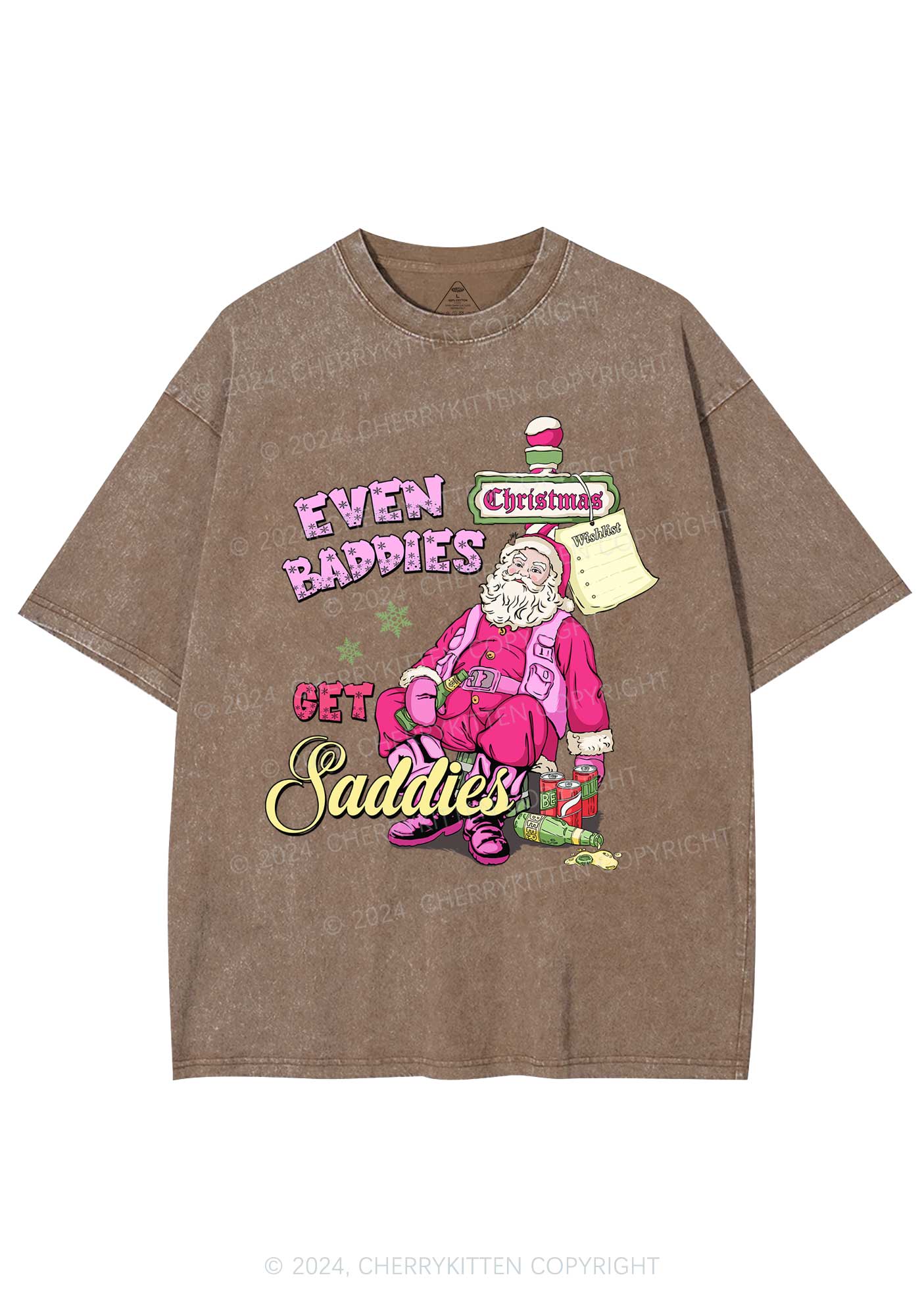 Christmas Baddies Santa Y2K Washed Tee Cherrykitten