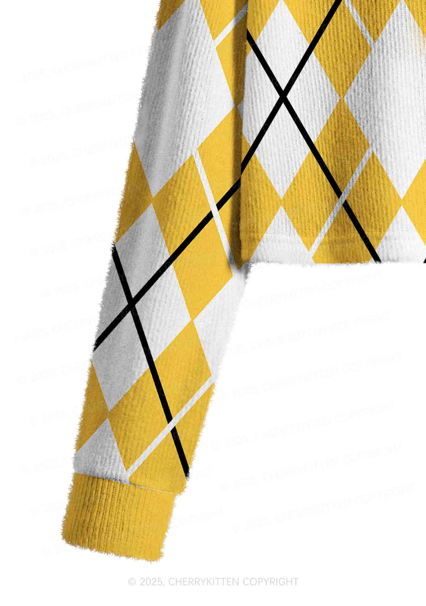 Yellow Cats Friend Y2K Christmas Crop Knit Sweatshirt Cherrykitten