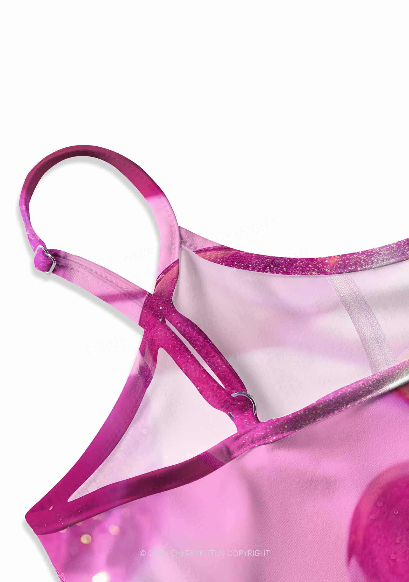 Glitter Pink Cherry Y2K Print Slip Dress Cherrykitten