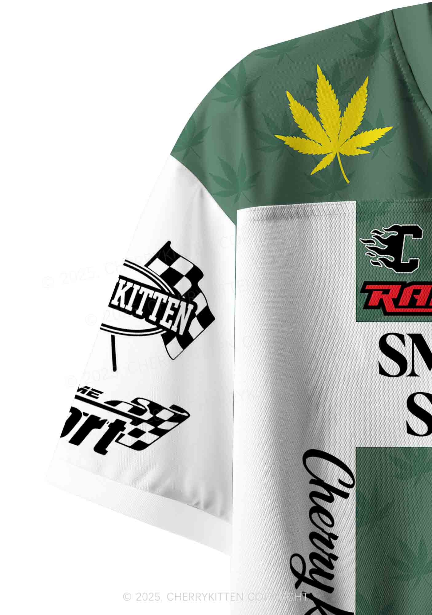 Custom Green Racing Smoke Blunt Y2K Crop Sport Jersey Shirts Cherrykitten