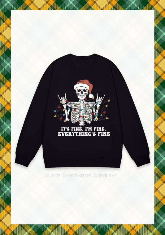 Everything's Fine Christmas Y2K Sweatshirt Cherrykitten