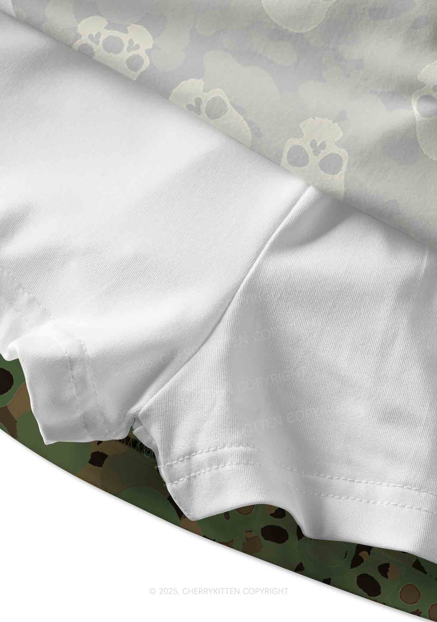 Halloween Camouflage Skull Y2K Print Mini Skirt Cherrykitten