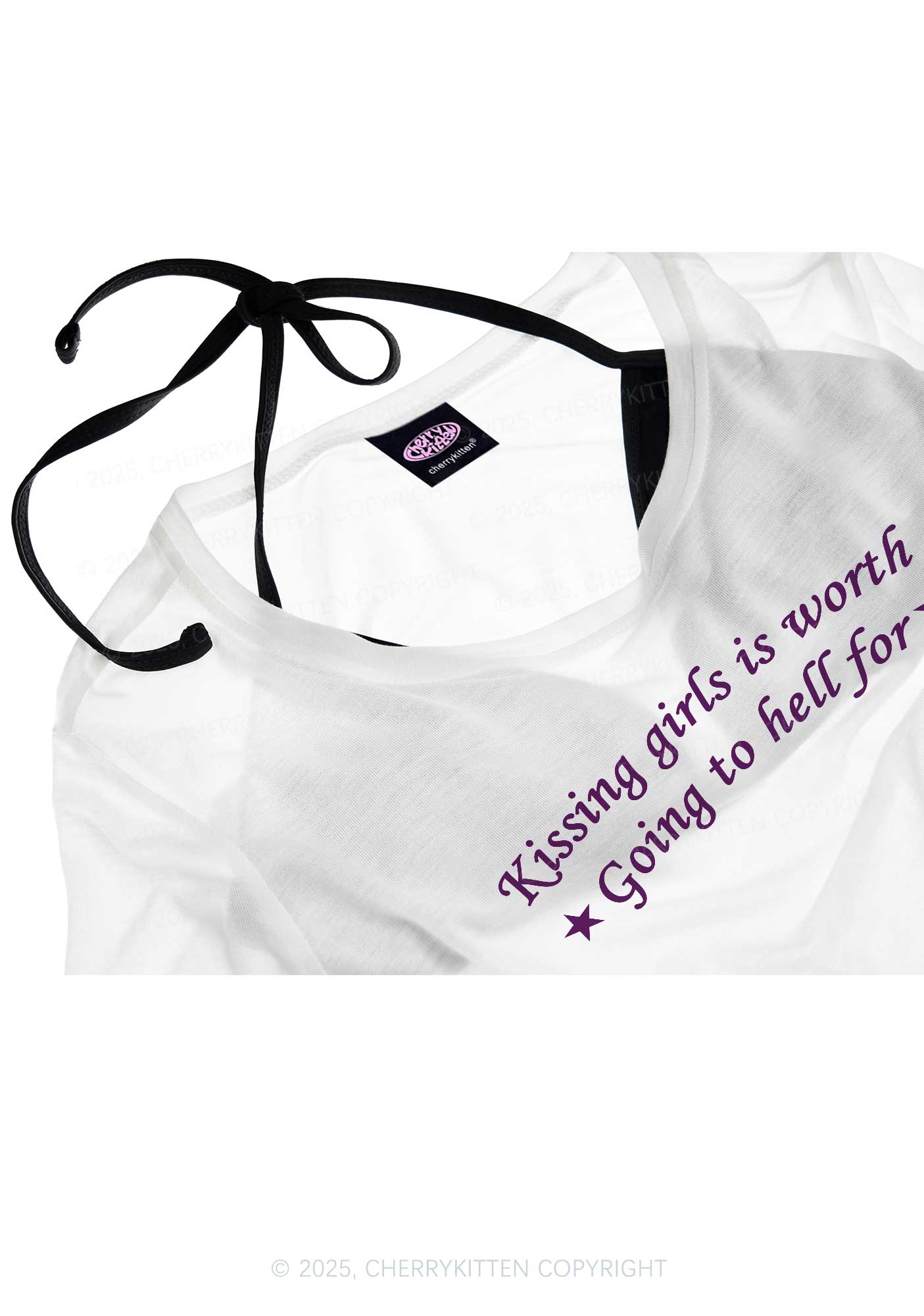 Kissing Girls is Worth Pride Y2K Sheer Boyfriend Tee Cherrykitten