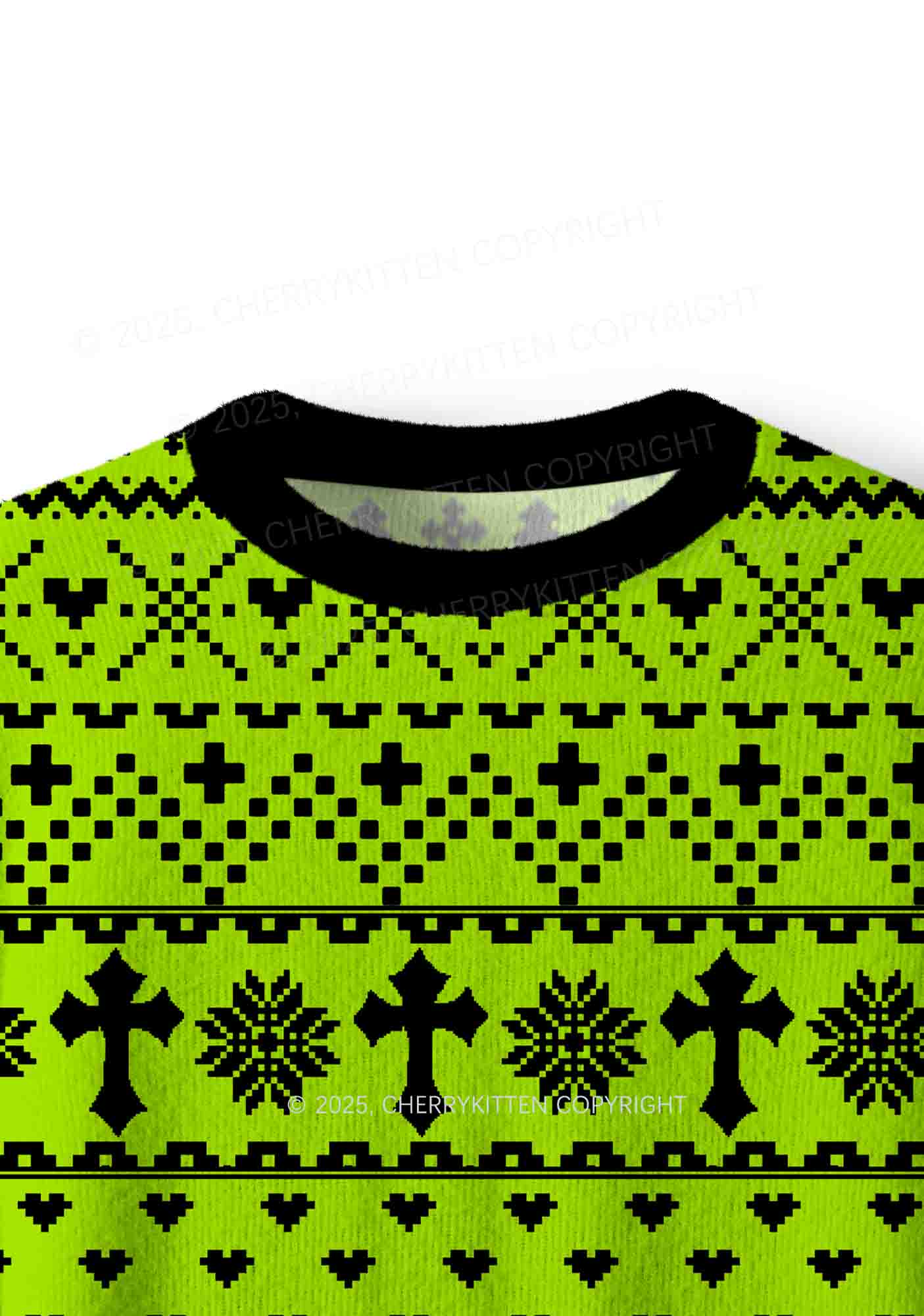 Green Cxxt Y2K Christmas Knit Sweatshirt Cherrykitten