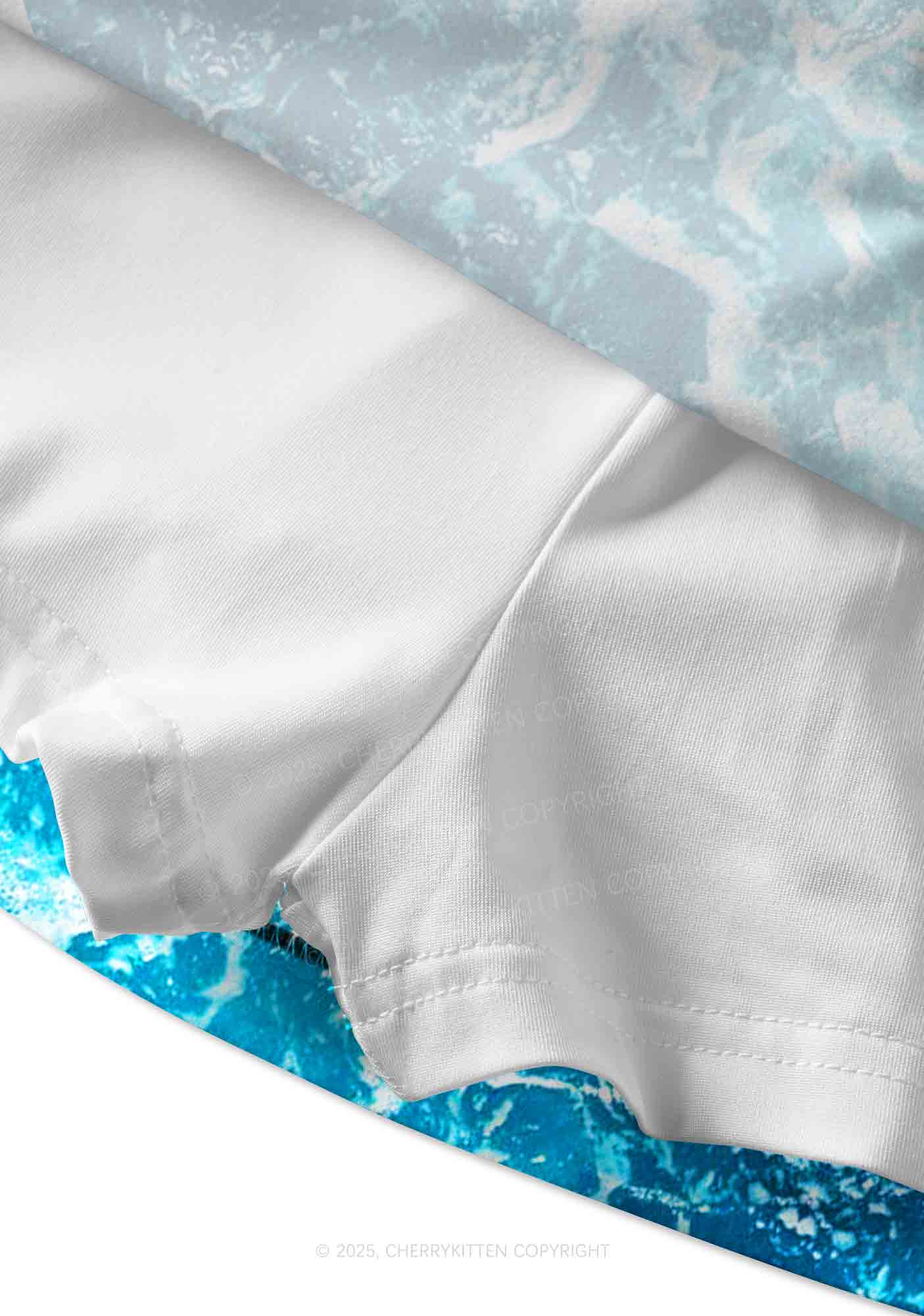 Ocean Wave Y2K Print Mini Skirt Cherrykitten