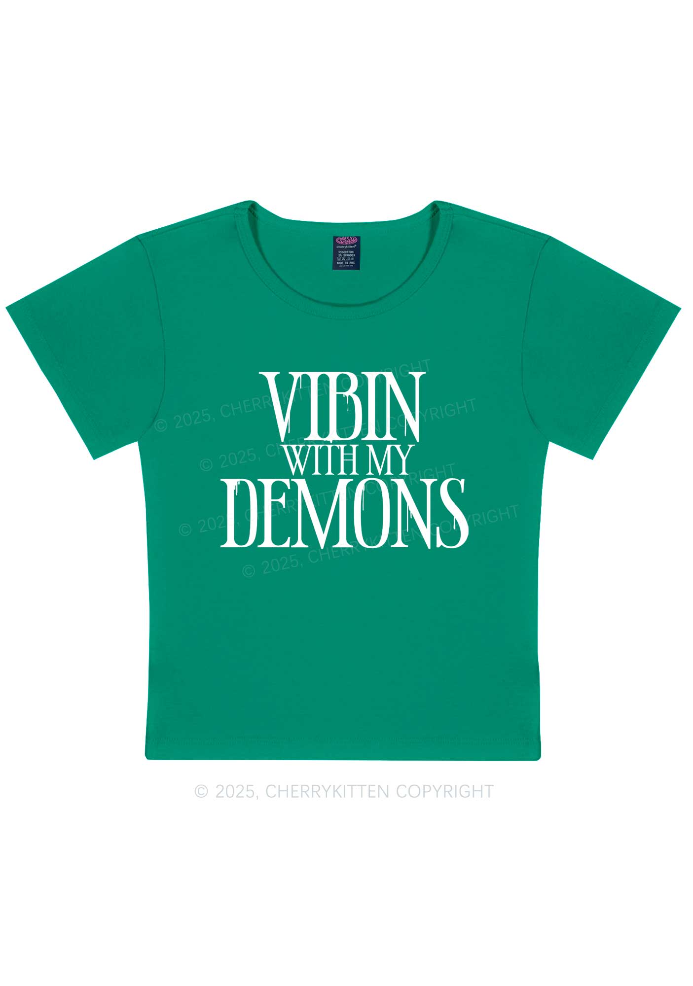 Halloween Vibin With My Demons Y2K Baby Tee Cherrykitten