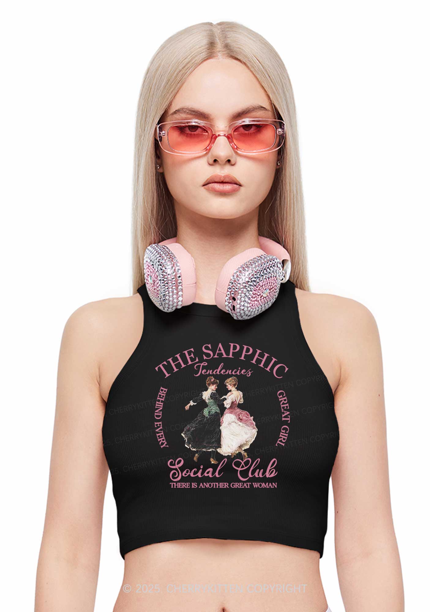 The Sapphic Pride Y2K Crop Tank Top Cherrykitten