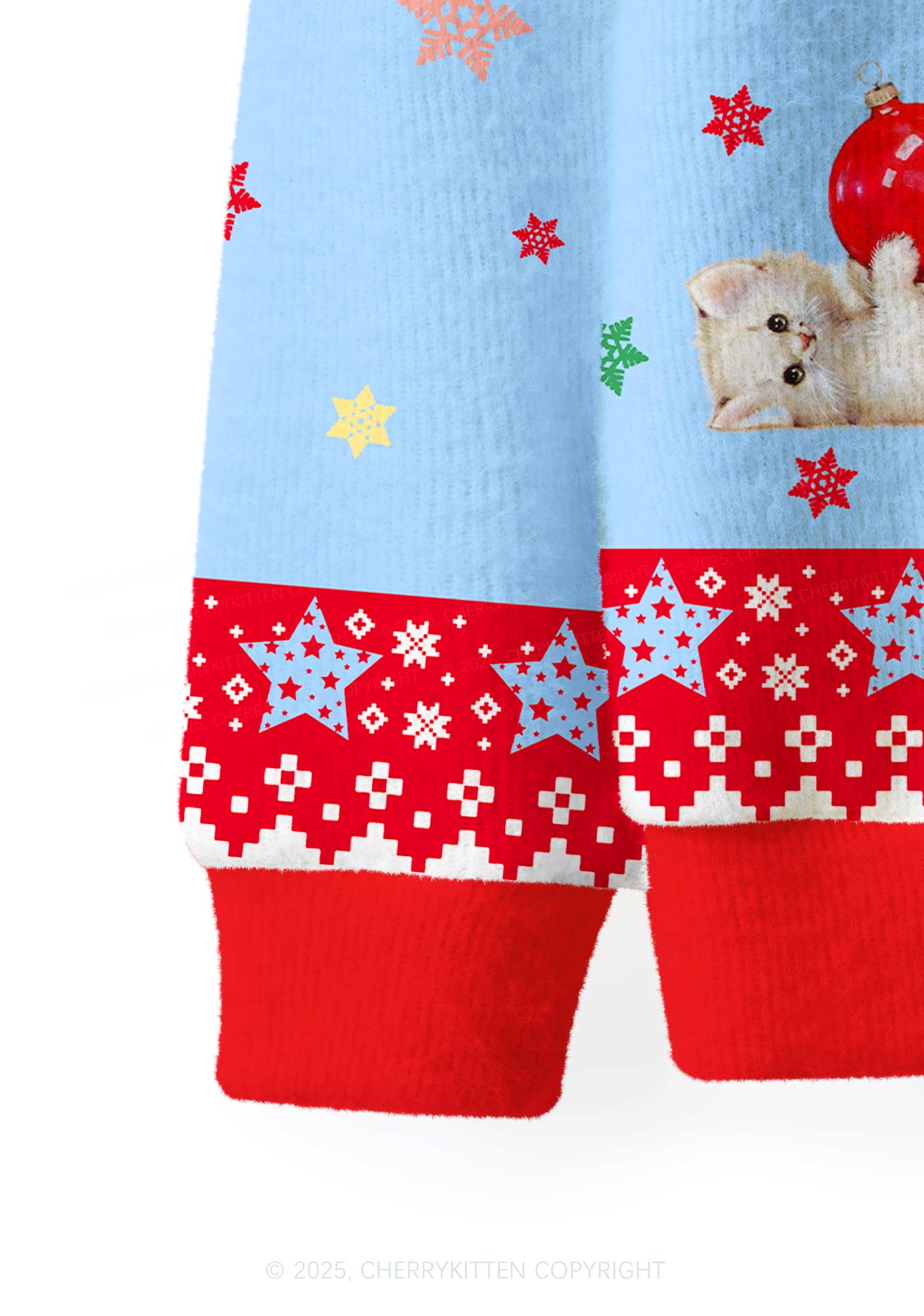 Cat Mxxf Y2K Christmas Cardigan Knit Sweatshirt Cherrykitten