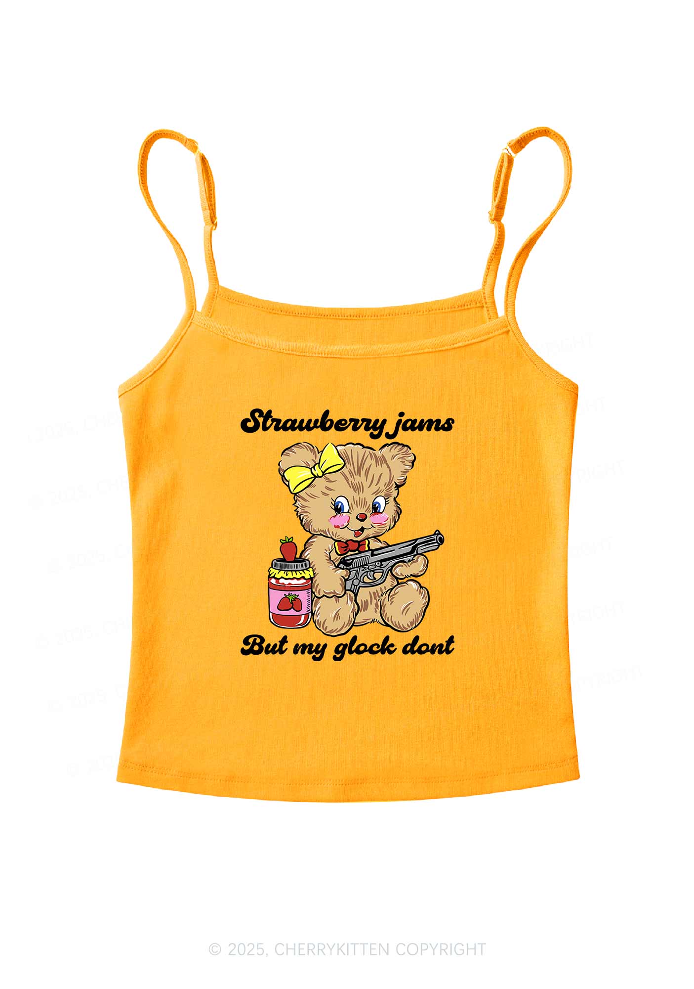 Strawberry Jams Bear Y2K Spaghetti Strap Cami Cherrykitten