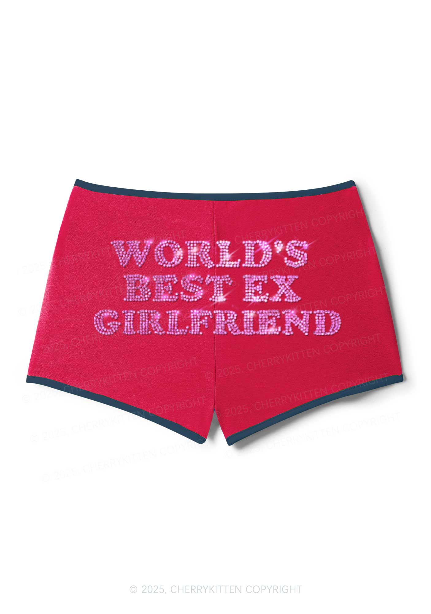 Rhinestone Best Ex Girlfriend Y2K Booty Shorts Cherrykitten