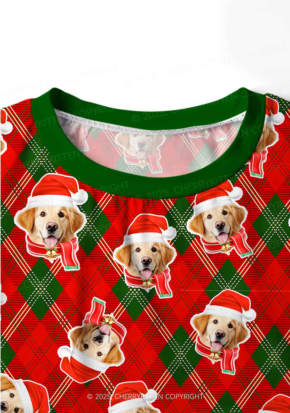 Custom Merry Dog Face Y2K Print Long Sleeve Pajama Set Cherrykitten