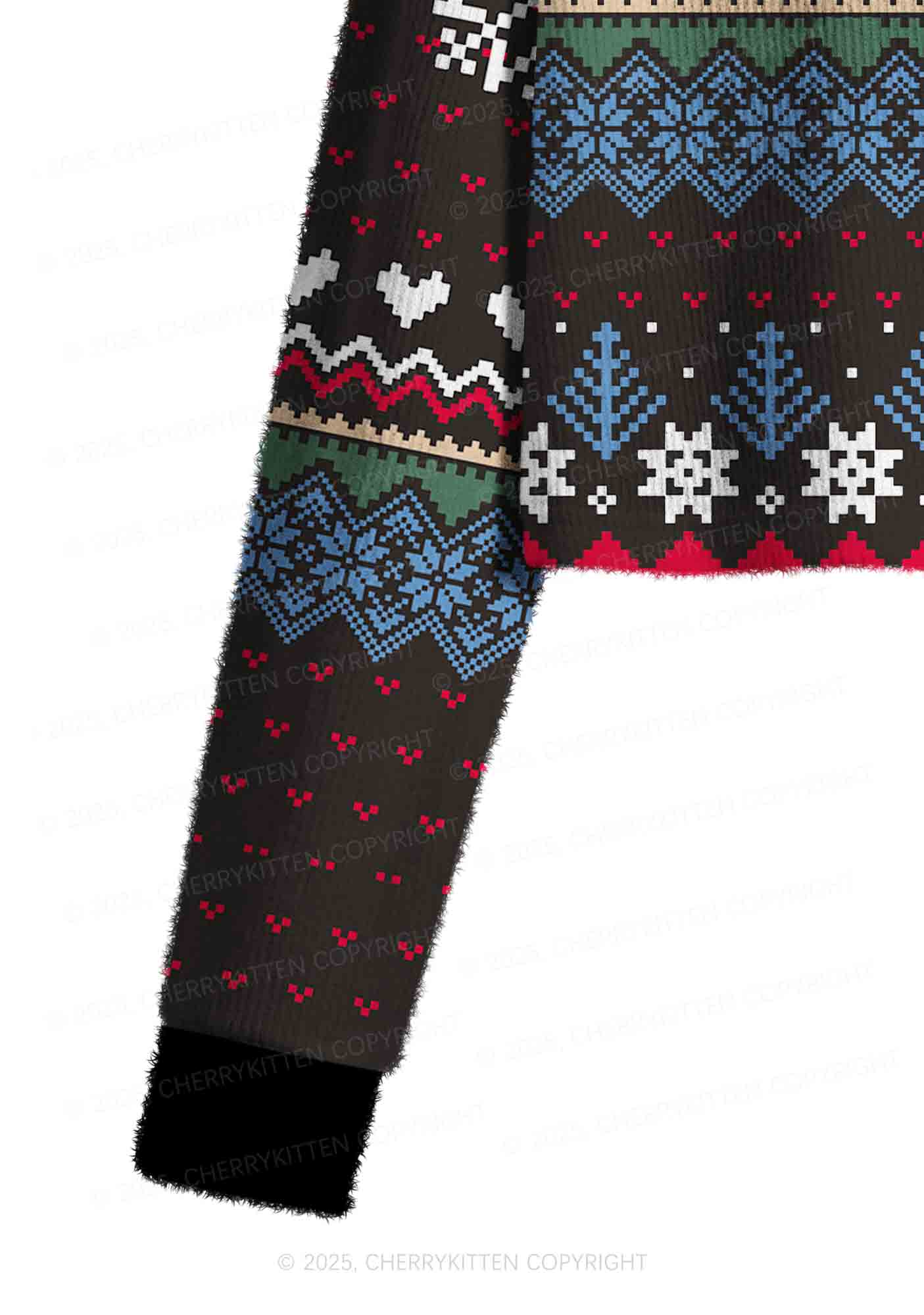 Feral Y2K Christmas Crop Knit Sweatshirt Cherrykitten