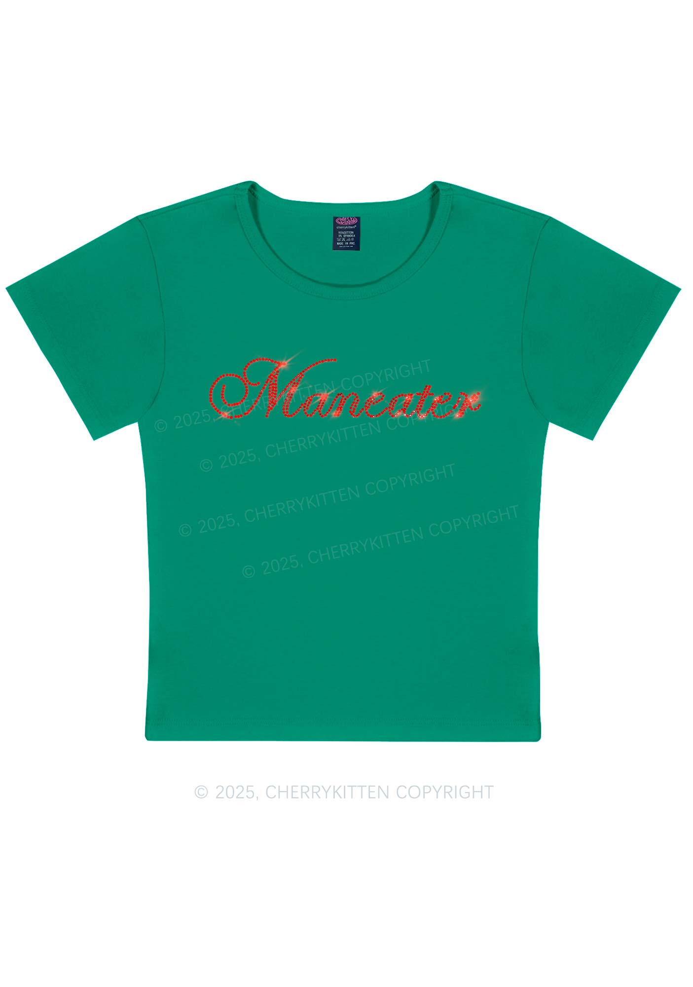 Rhinestone Maneater Y2K Baby Tee Cherrykitten