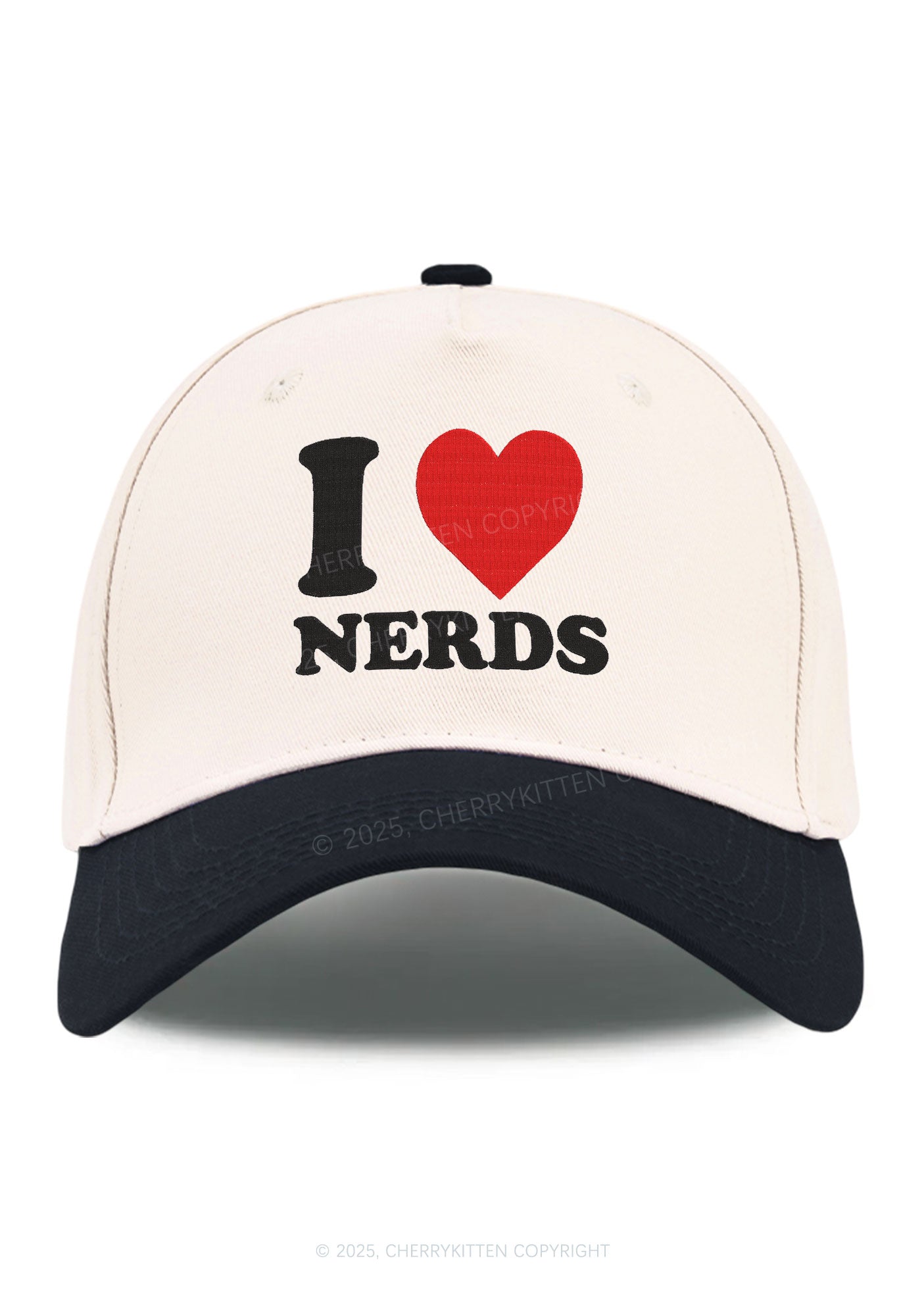 Embroidered I Love Nerds Y2K Color Block Baseball Cap Cherrykitten