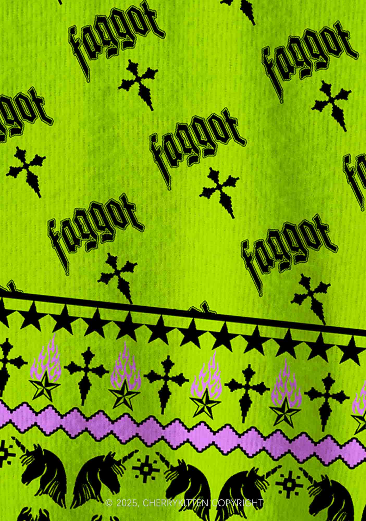 Faggot Pride Y2K Christmas Cardigan Knit Sweatshirt Cherrykitten