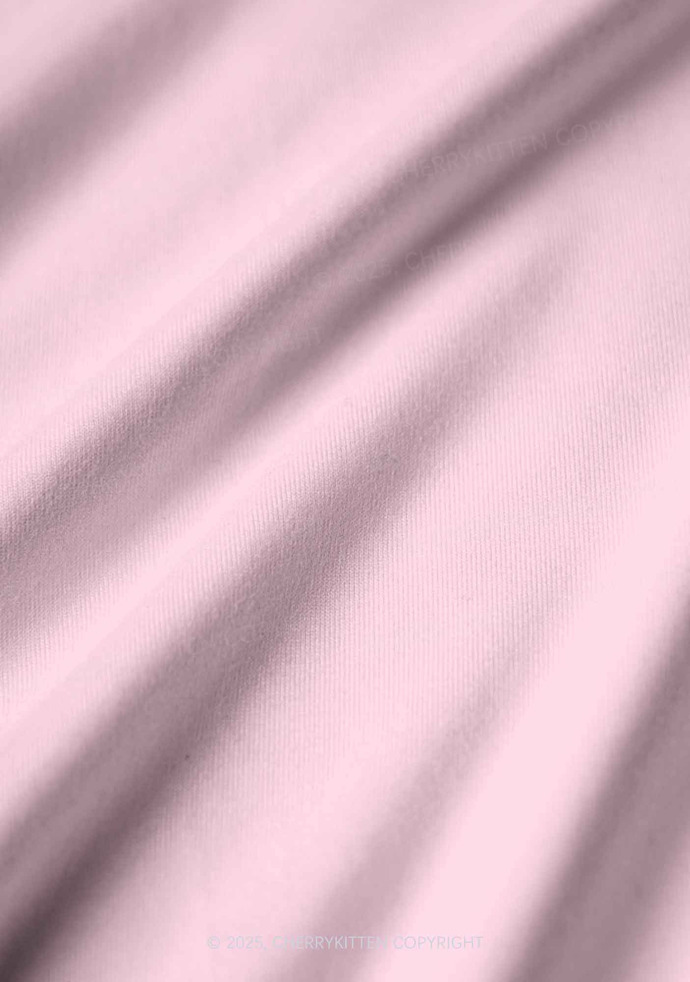 Plain Light Pink Y2K Print Long Sleeve Pajama Set Cherrykitten