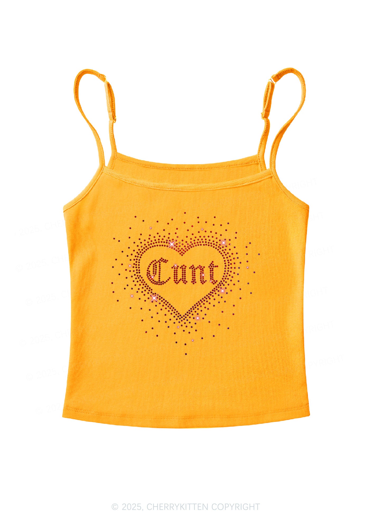 Rhinestone Love Cxxt Y2K Spaghetti Strap Cami Cherrykitten