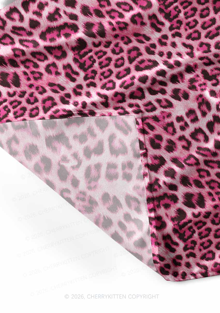 Pink Leopard Y2K Print Square Bandana Cherrykitten