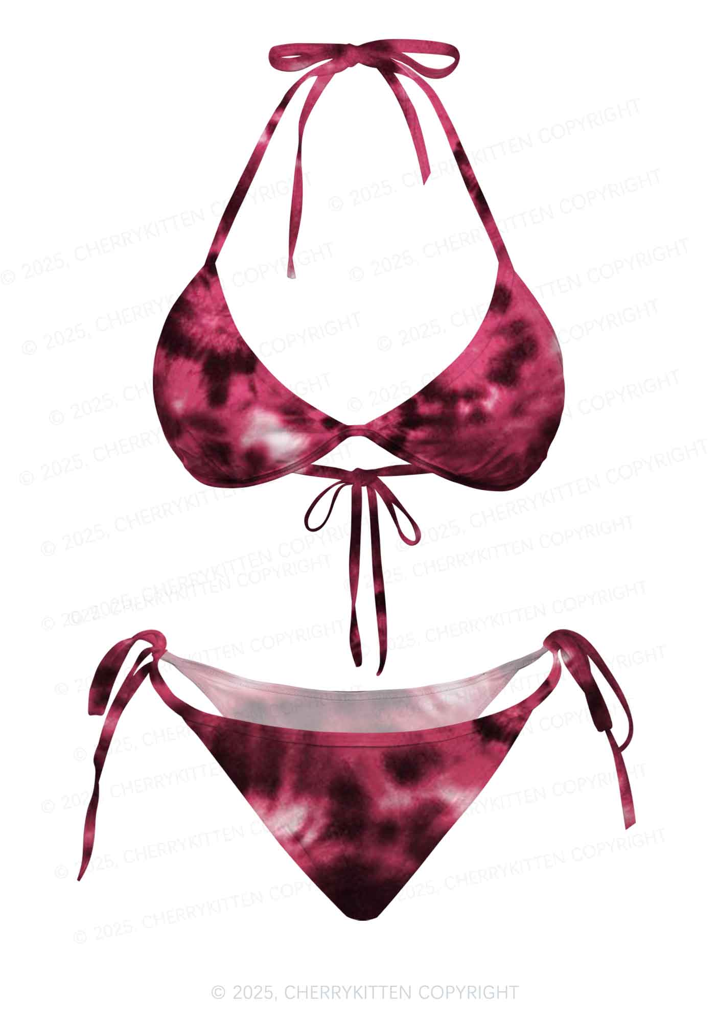 Pink Tie Dye Y2K Print Bikini Set Cherrykitten
