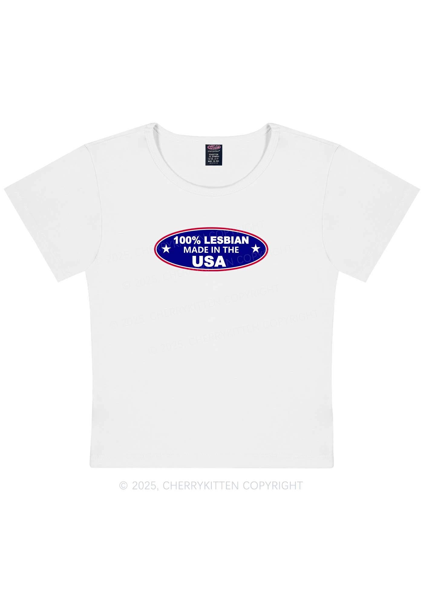 Lesbian Made In USA Y2K Baby Tee Cherrykitten