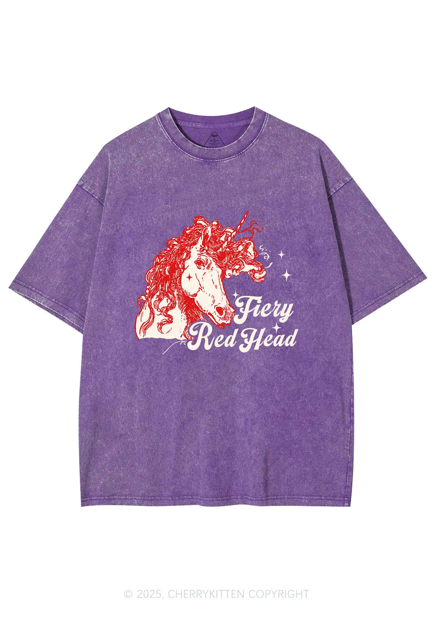 Fiery Red Head Y2K Shirts Washed Tee Cherrykitten