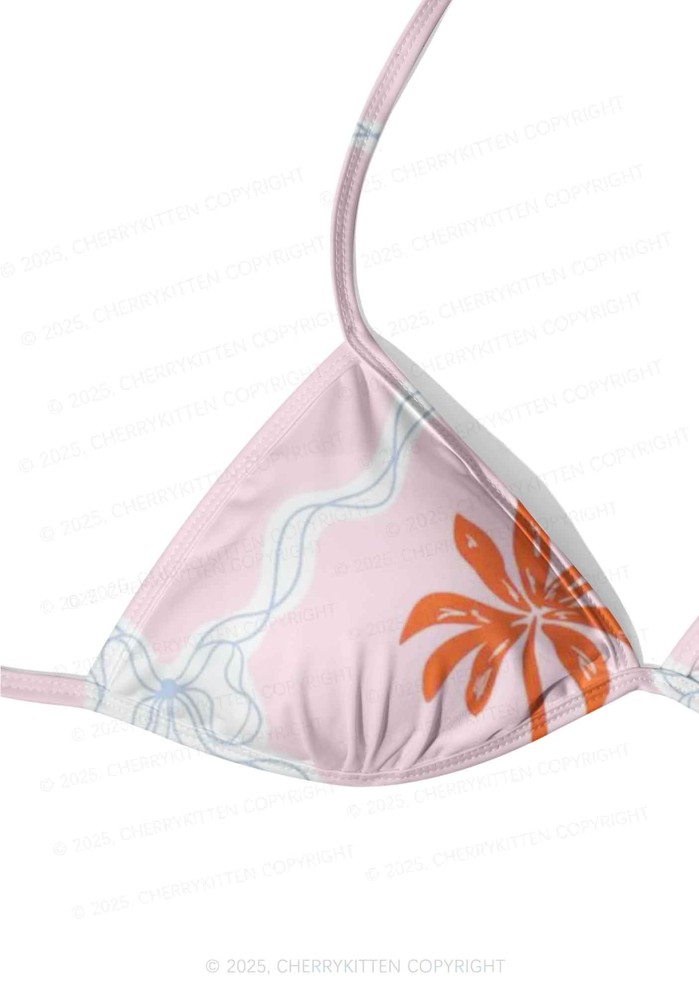 Pink Palm Y2K Print Bikini Set Cherrykitten
