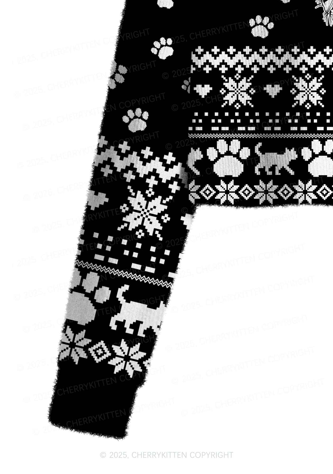 Black ACAB Cats Y2K Christmas Crop Knit Sweatshirt Cherrykitten
