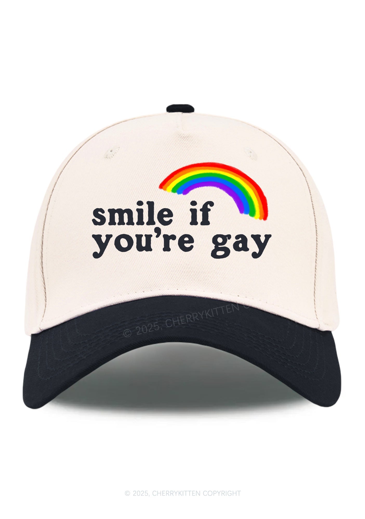 Rainbow Smile If You're Gay Pride Y2K Color Block Baseball Cap Cherrykitten