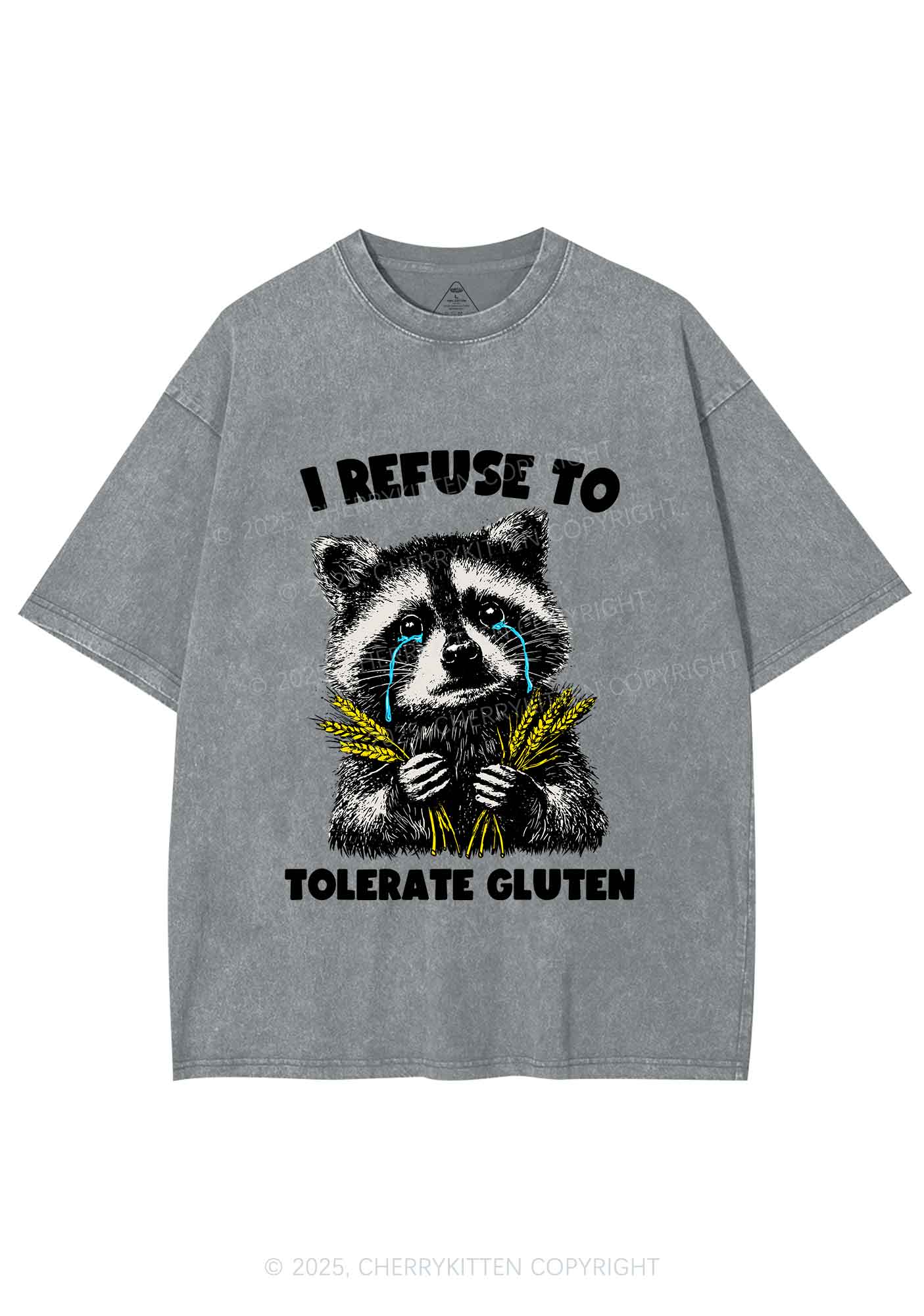Refuse To Tolerate Gluten Y2K Shirts Washed Tee Cherrykitten