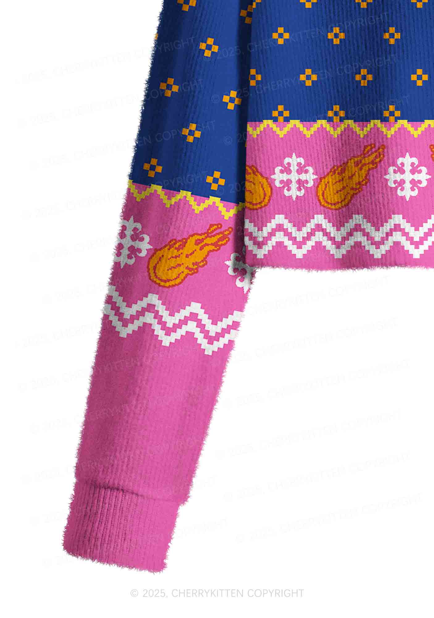 Totally Stoned Y2K Christmas Crop Knit Sweatshirt Cherrykitten