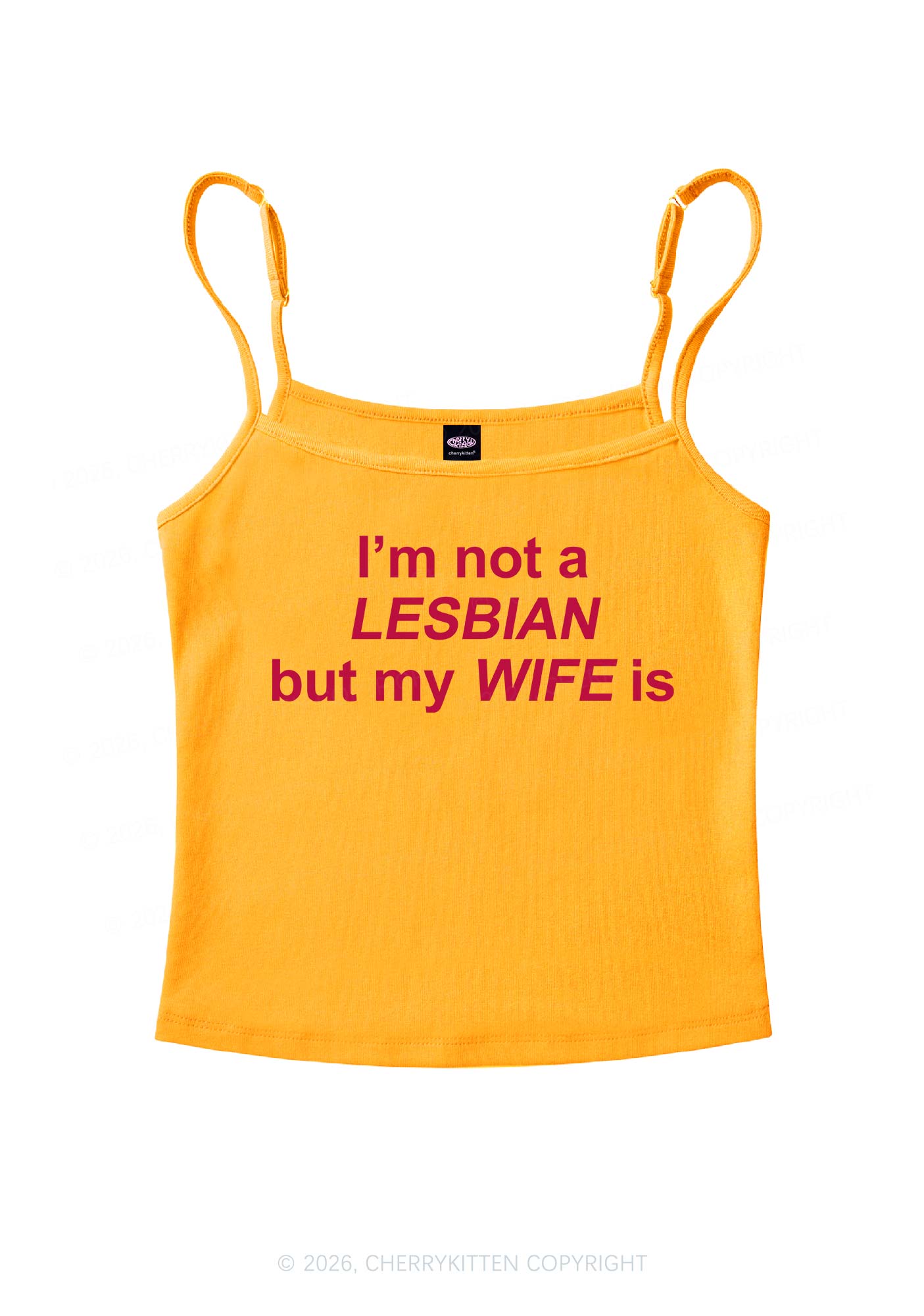 Im Not A Lesbian Pride Y2K Spaghetti Strap Cami Cherrykitten