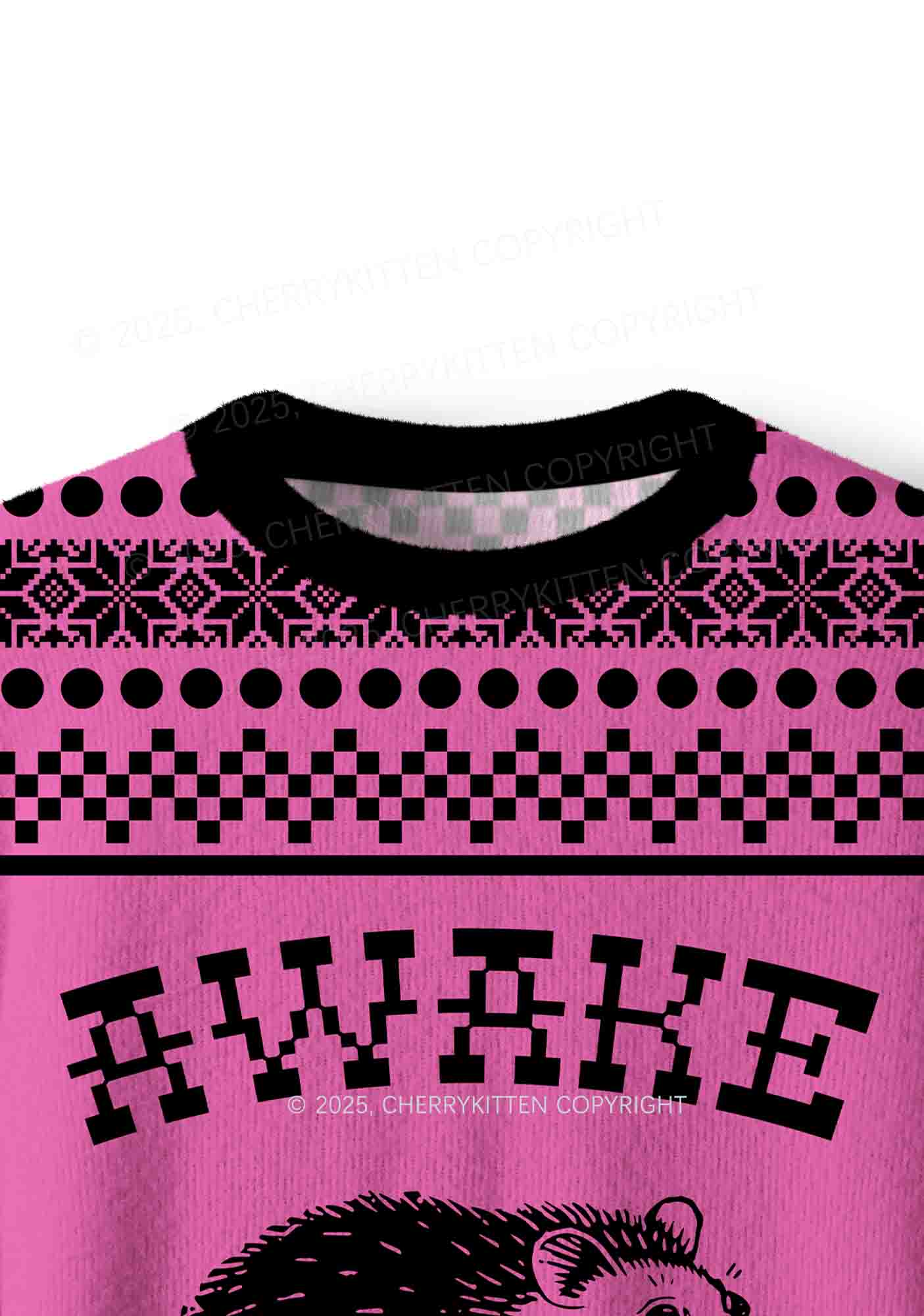 Awake But At What Cost Y2K Christmas Knit Sweatshirt Cherrykitten