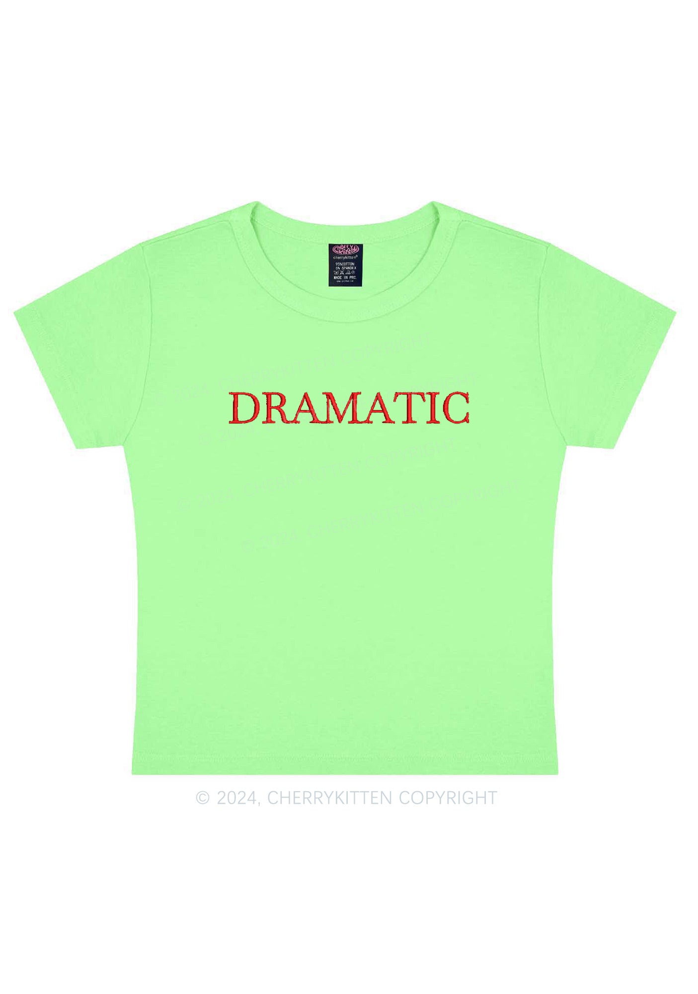 Embroidered Dramatic Y2K Baby Tee Cherrykitten