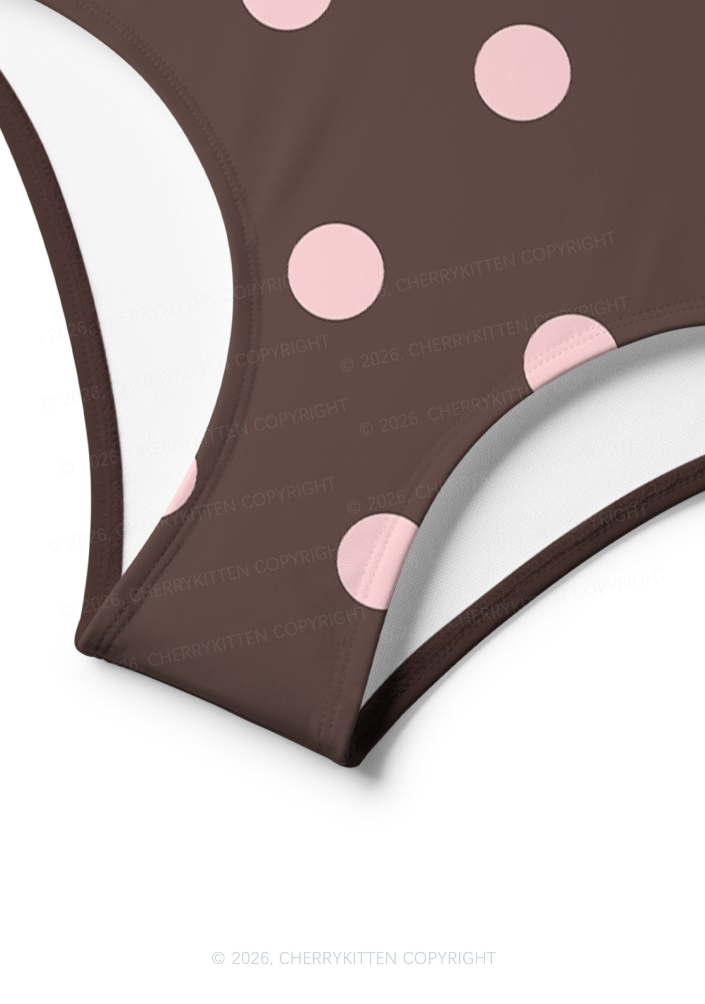 Pink Dots On Brown Y2K Print Bikini Set Cherrykitten