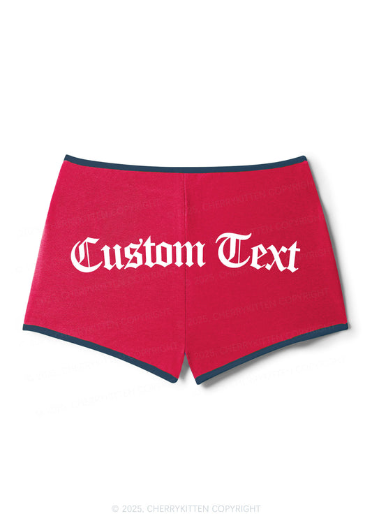 Custom Gothic Text Y2K Contrast Mini Shorts Cherrykitten