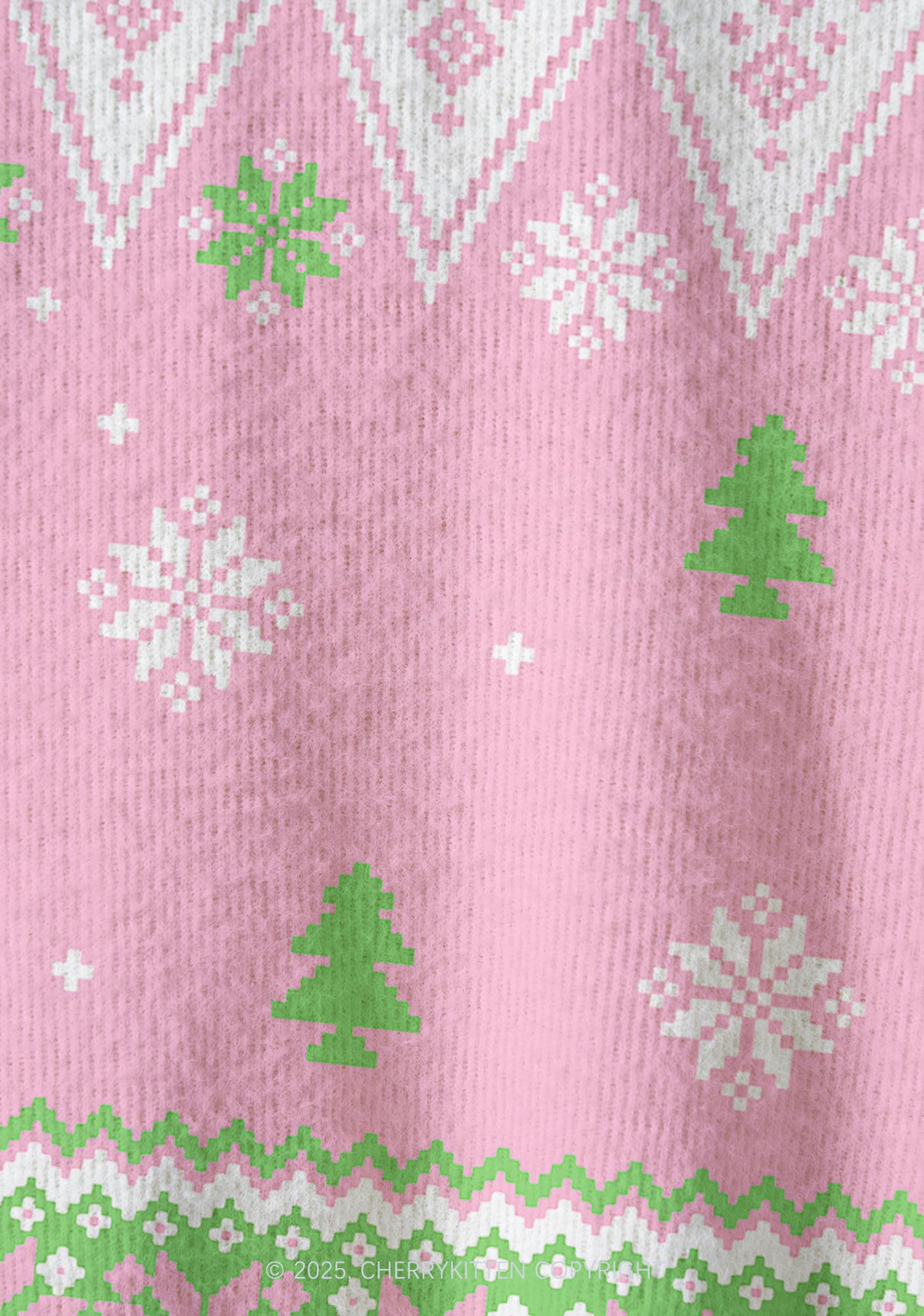 Pink Santa Y2K Christmas Cardigan Knit Sweatshirt Cherrykitten