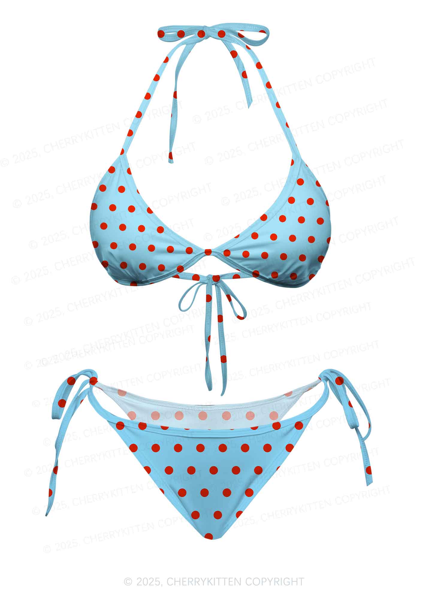 Blue And Red Dots Y2K Print Bikini Set Cherrykitten