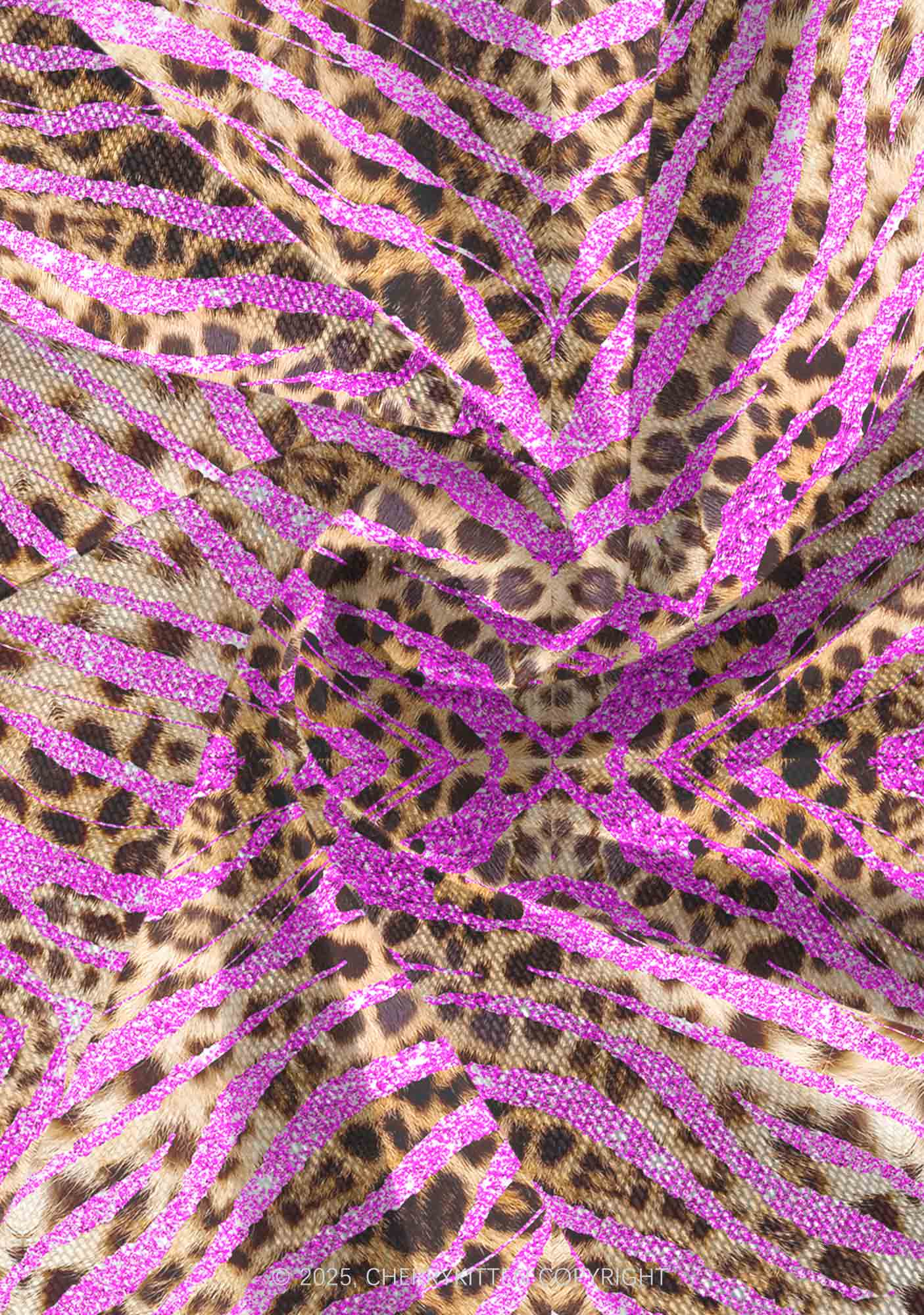 Sparkle Pink Leopard Y2K Mesh Slip Dress With Scarf Set Cherrykitten