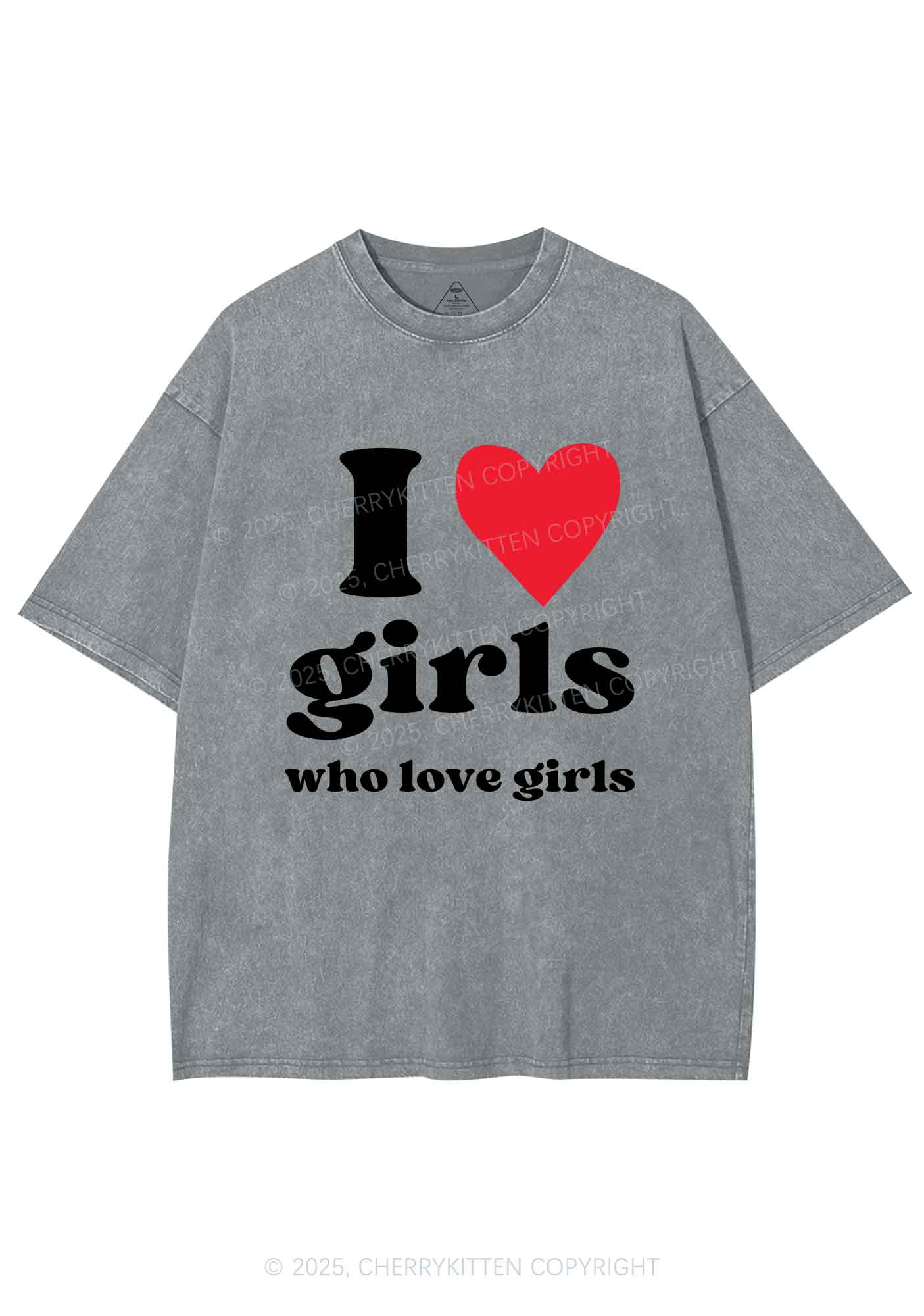 Girls Love Girls Pride Y2K Shirts Washed Tee Cherrykitten