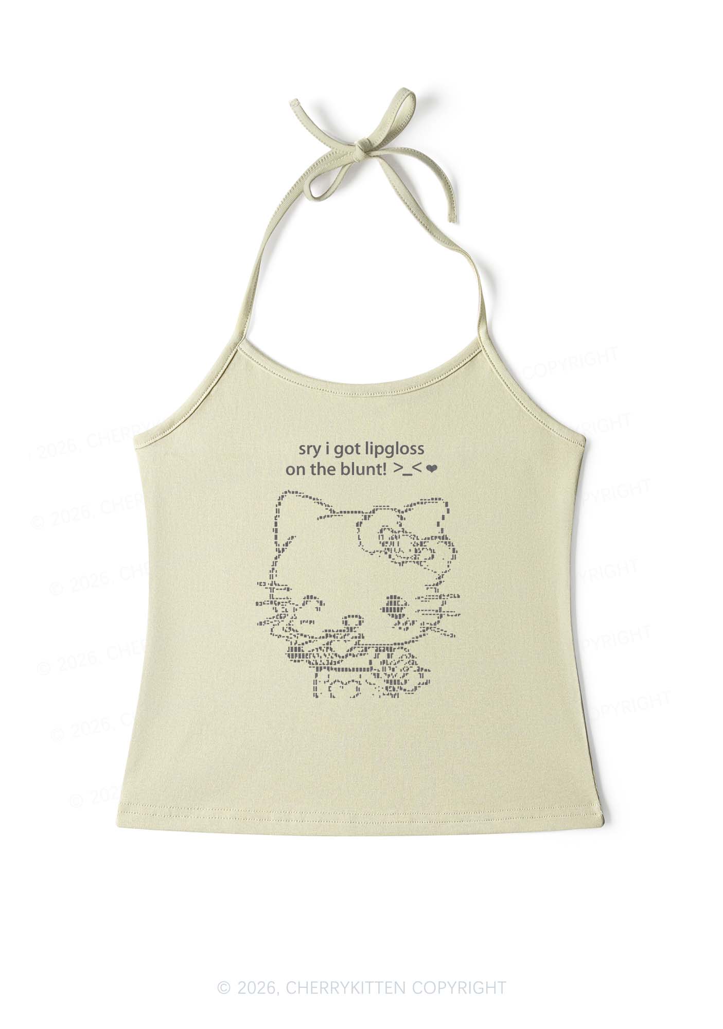 Sorry About Lipgloss Y2K Halter Neck Cami Cherrykitten